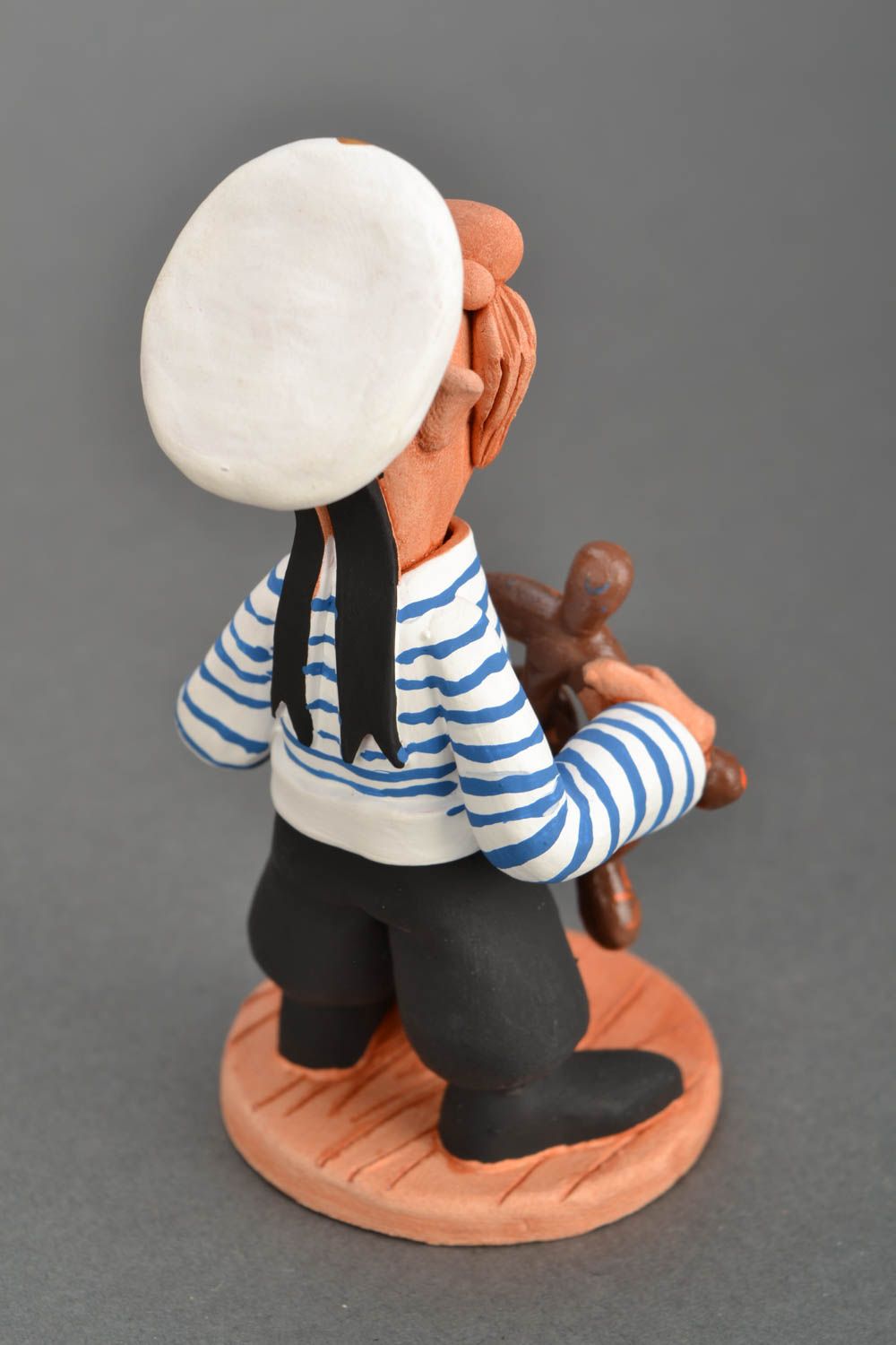 Handmade clay statuette Sailor at the Wheel photo 5