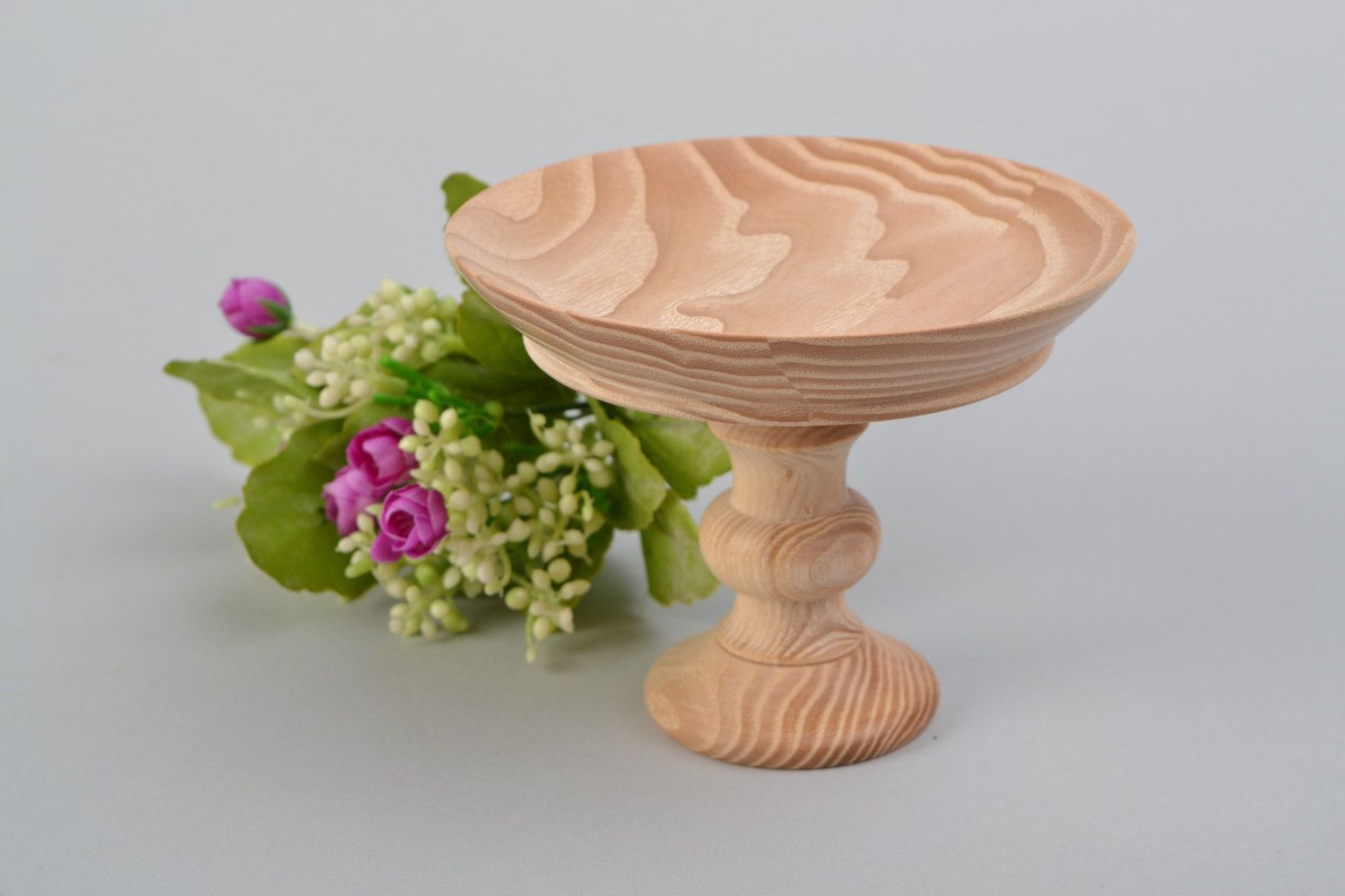 Handmade decorative small maple wood holder for cupcakes and candies  photo 1