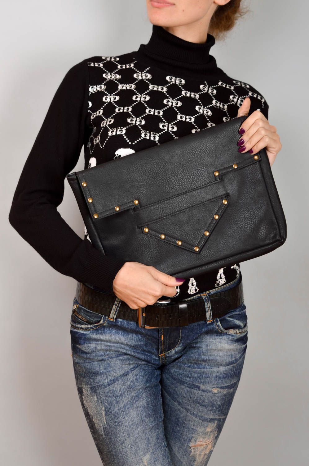 Handmade Designer Tasche schwarze Clutch Tasche ausgefallenes Geschenk  foto 5