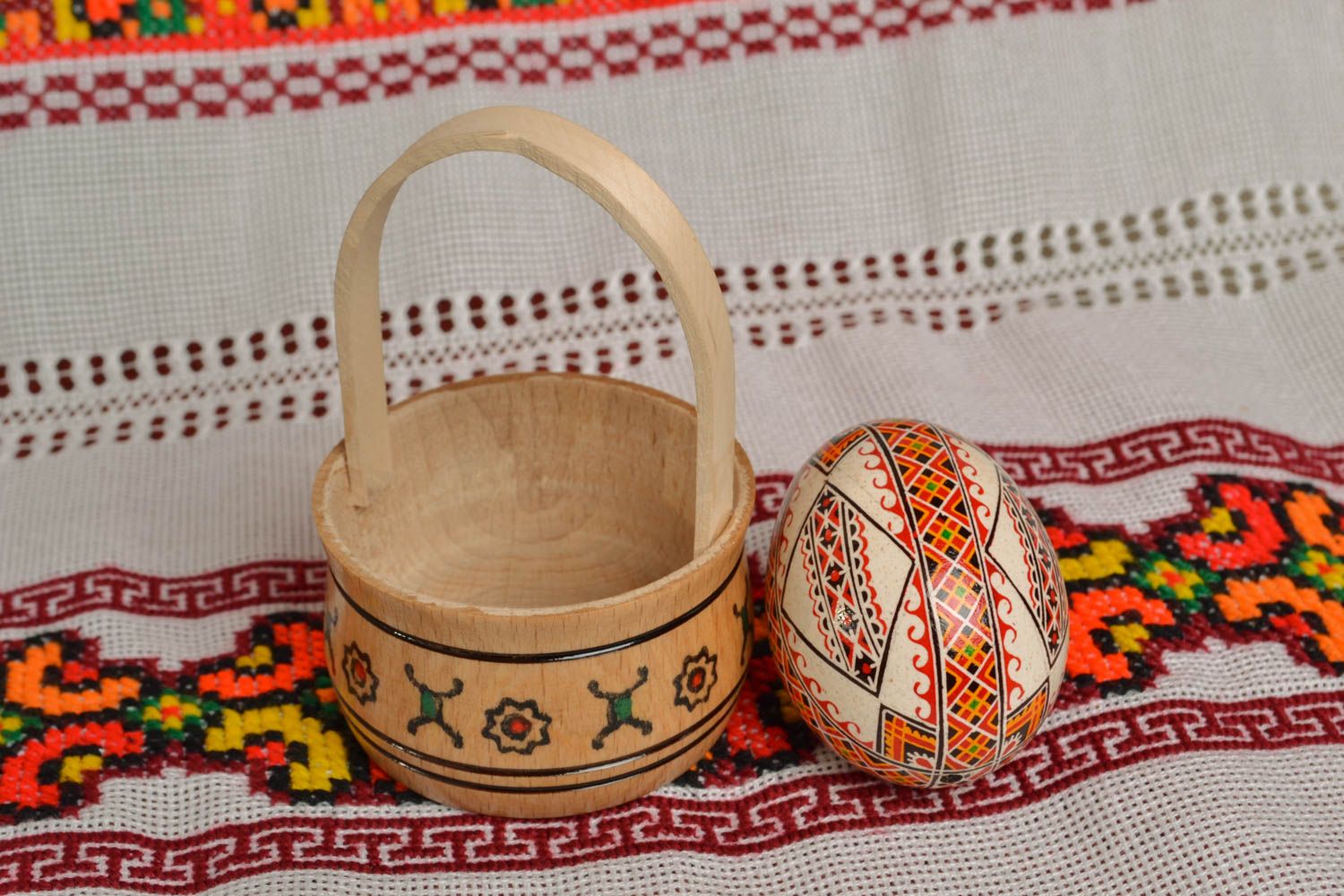 Handmade painted egg with basket photo 5