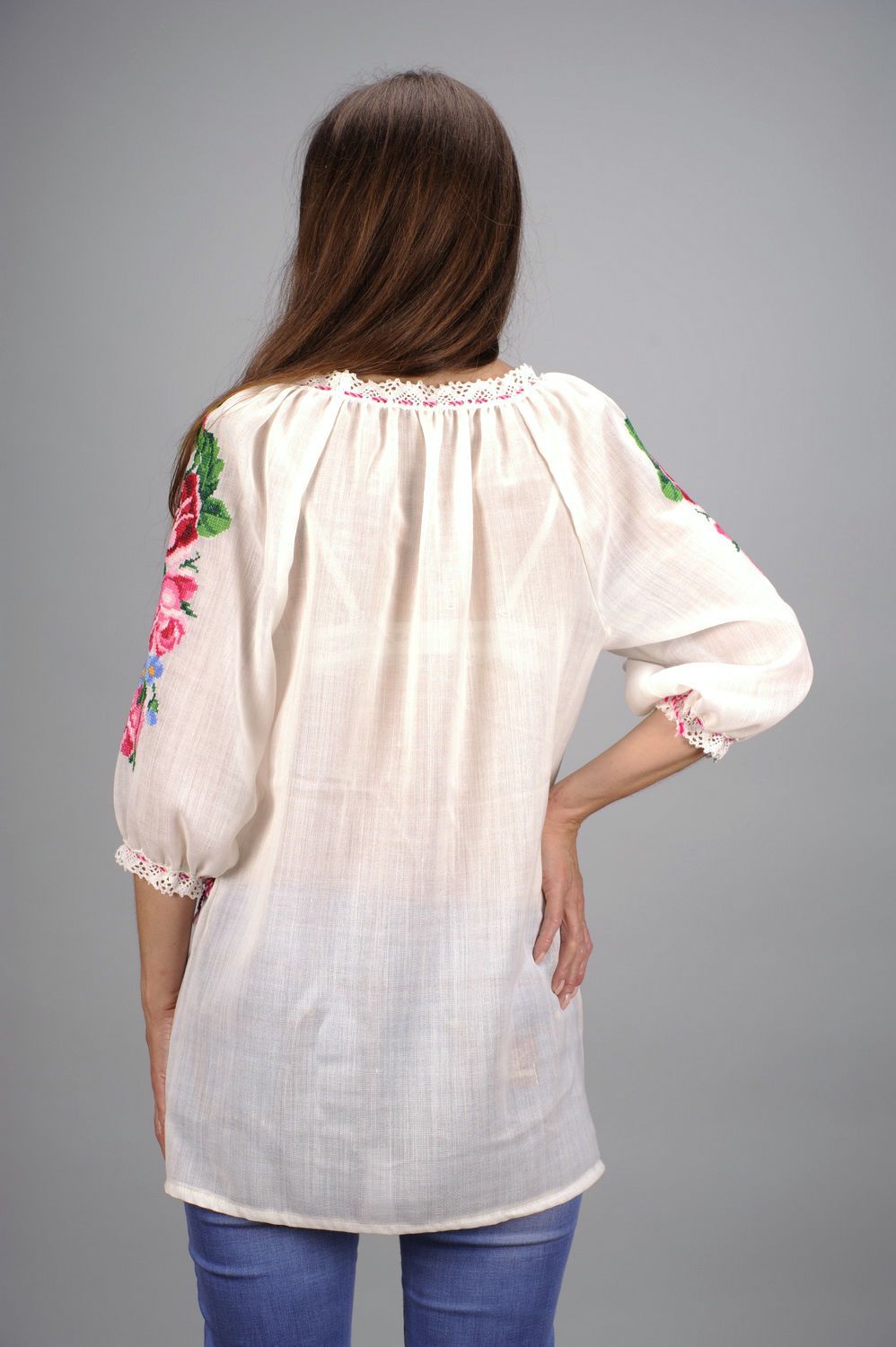 Ethnic blouse Vyshyvanka with roses photo 3