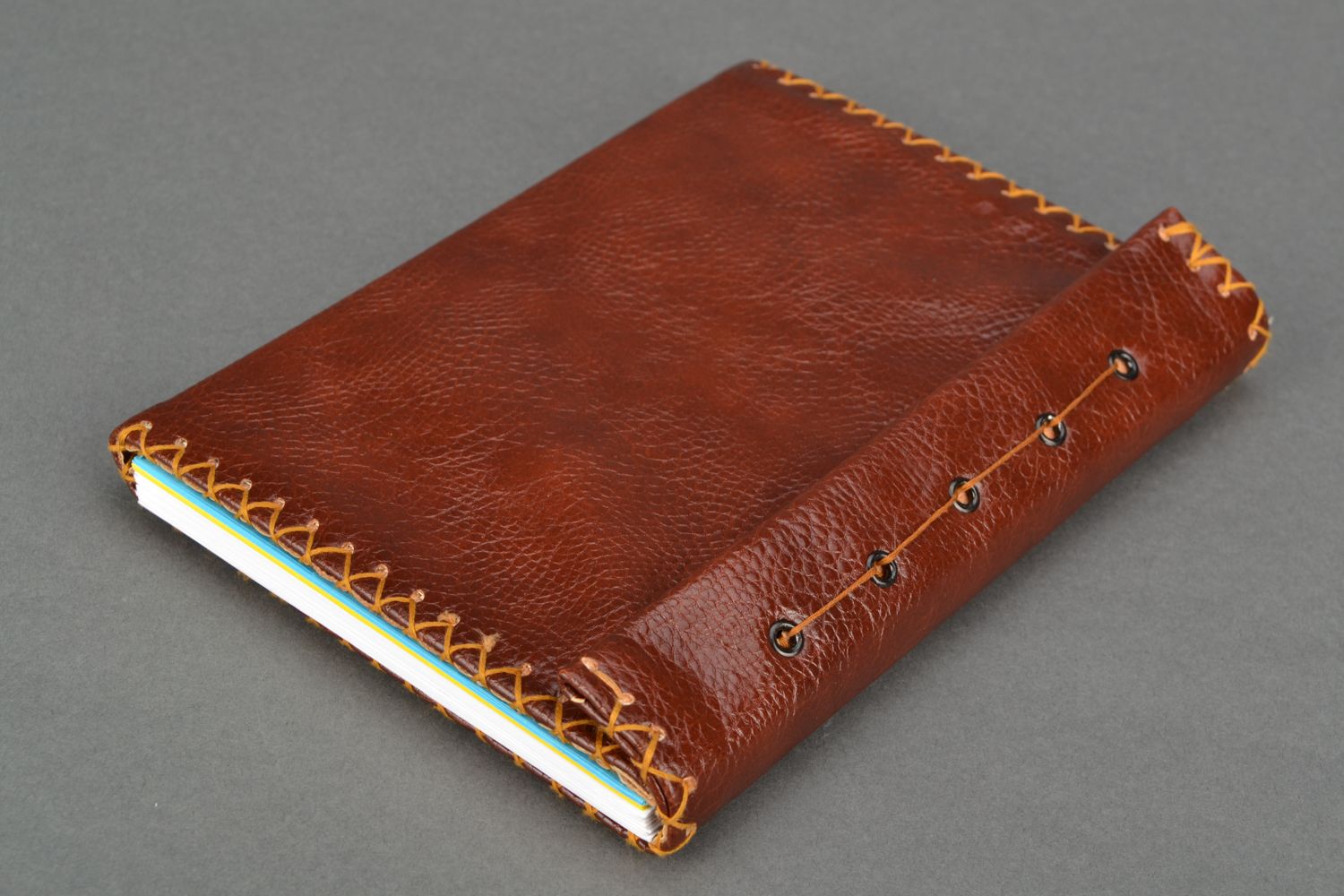 Brown artificial leather notebook photo 3