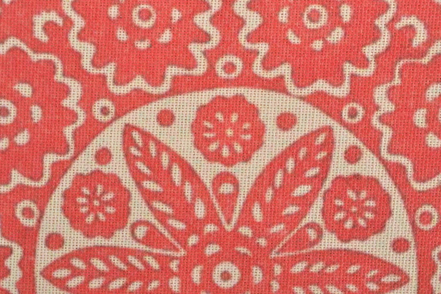 Текстильная сумка с орнаментом эко аксессуар ручной работы принтованная красная фото 5