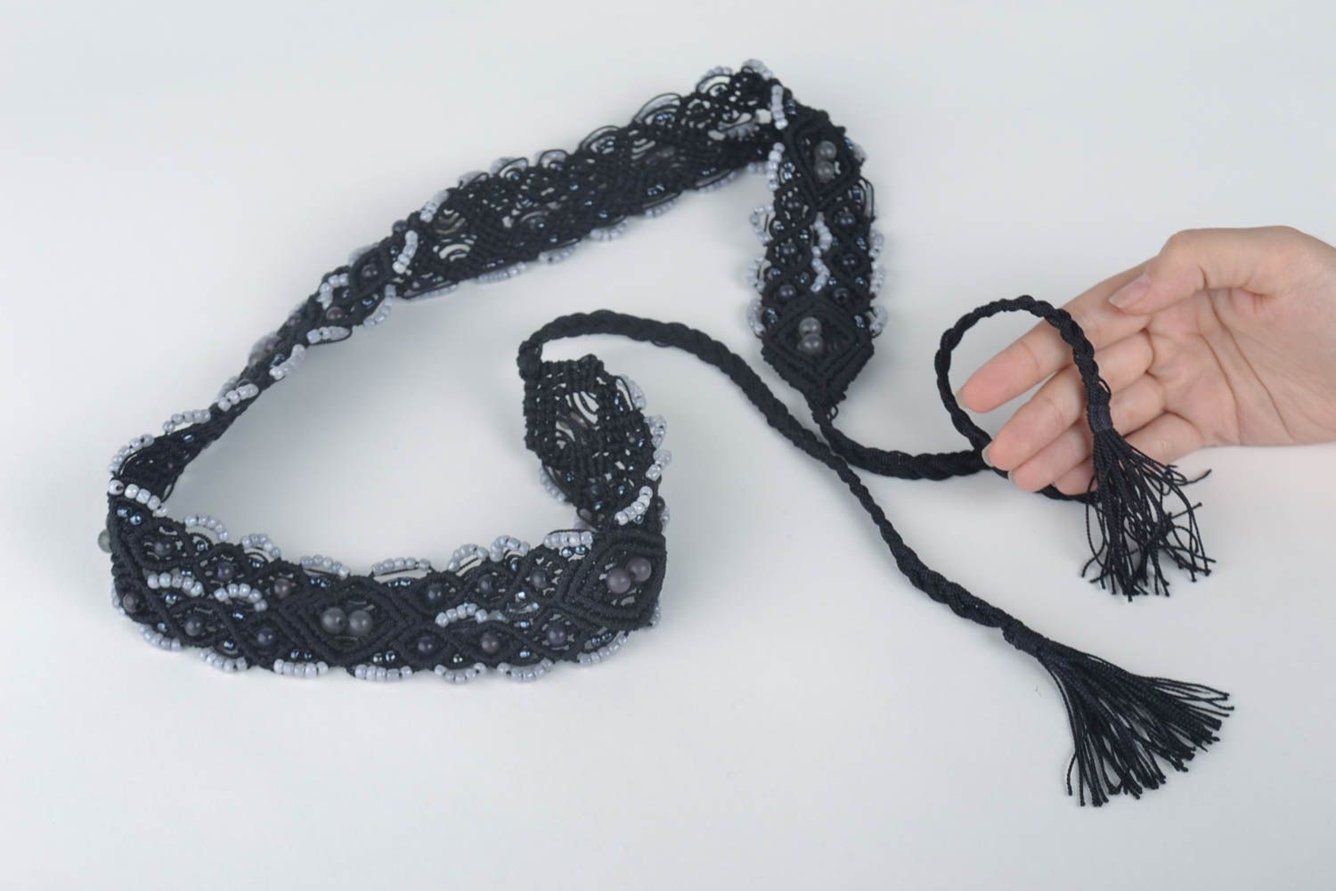 Stylish handmade woven belt textile belt beaded belt design gifts for her photo 5