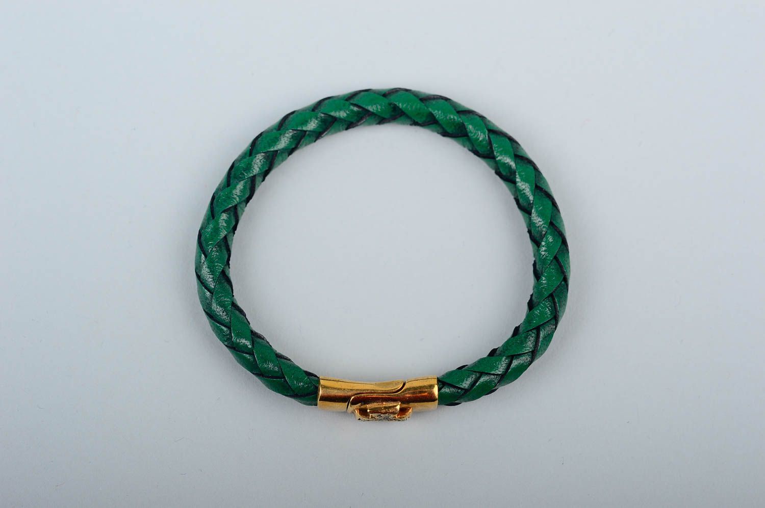 Кожаный браслет хэнд мэйд браслет на руку зеленый плетеный украшение из кожи фото 3