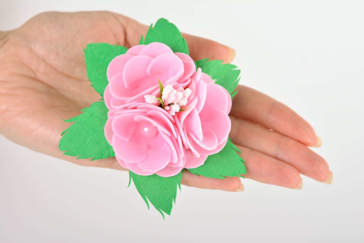 Blumen Haargummi handgefertigt Geschenk für Frauen Damen Haarschmuck rosa foto 3
