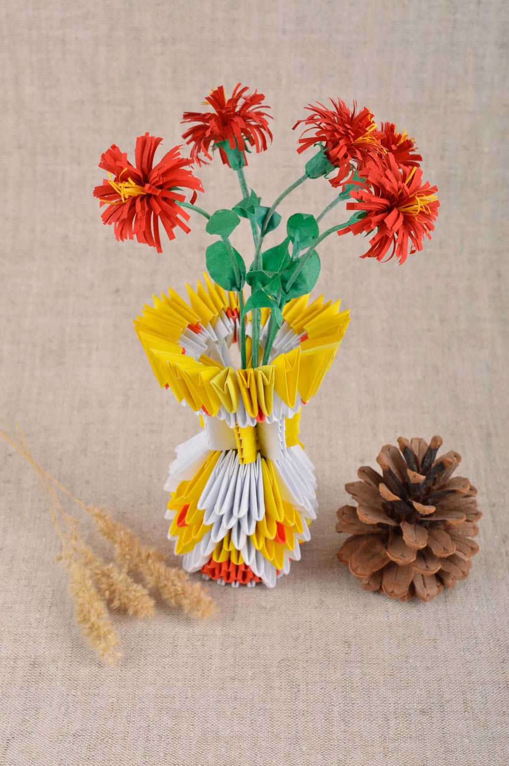Handmade dekorative Vase Dekoration für Wohnzimmer Geschenk für Frauen Origami foto 1