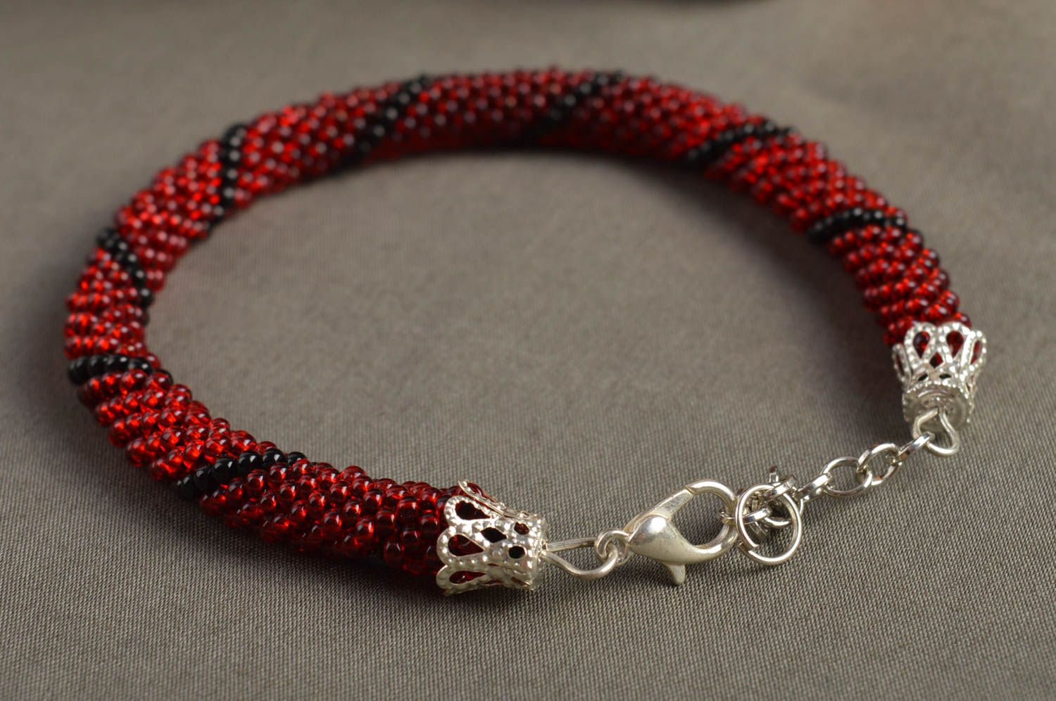 Stylish handmade beaded cord bracelet woven bead bracelet artisan jewelry photo 1