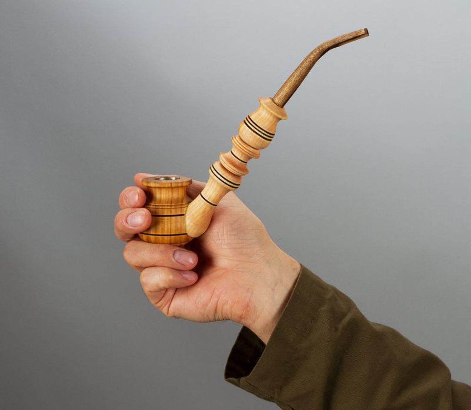 Carved wooden smoking pipe decorative use only photo 1