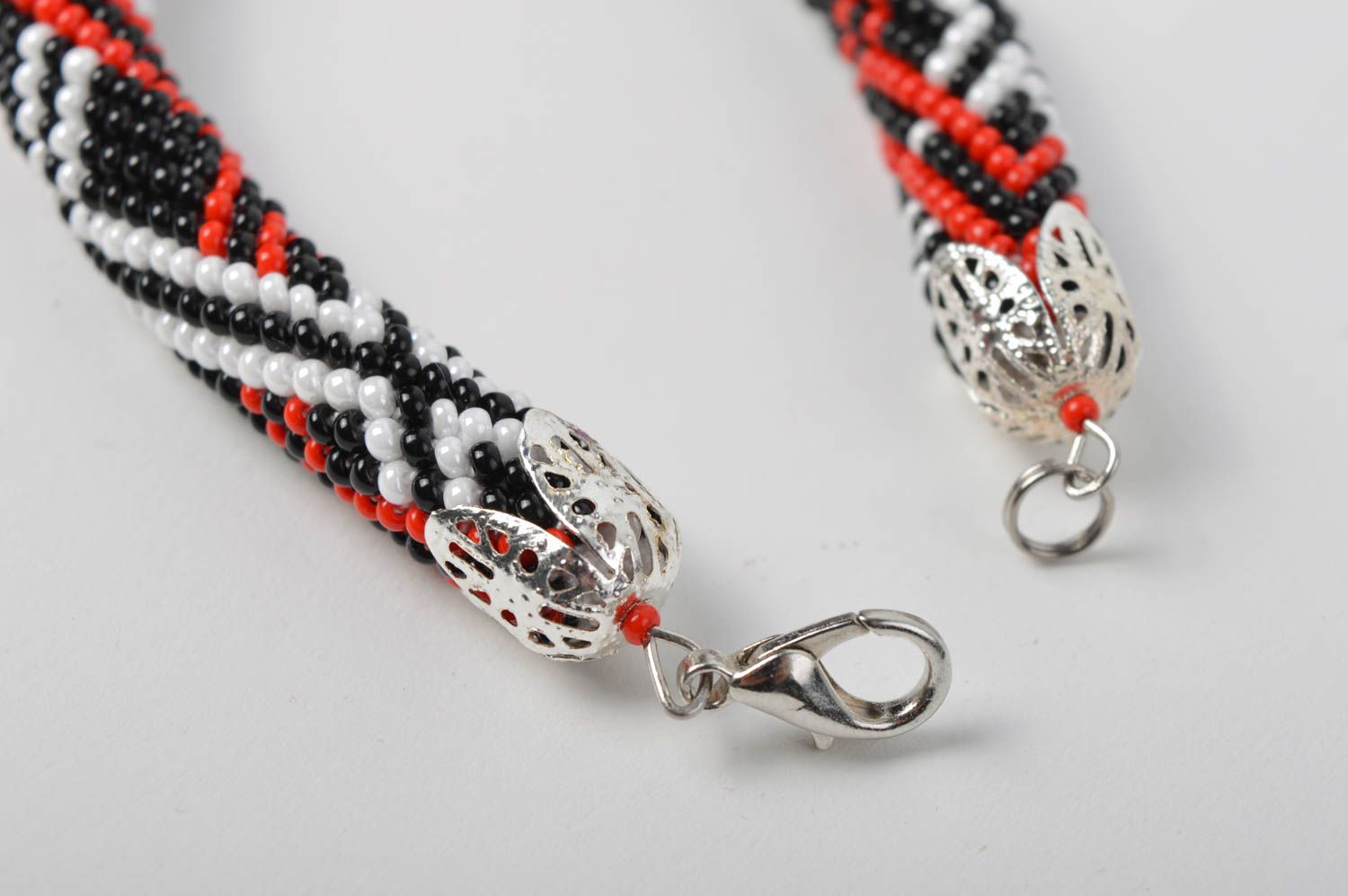 Unusual handmade beaded cord bracelet woven bead bracelet artisan jewelry photo 4