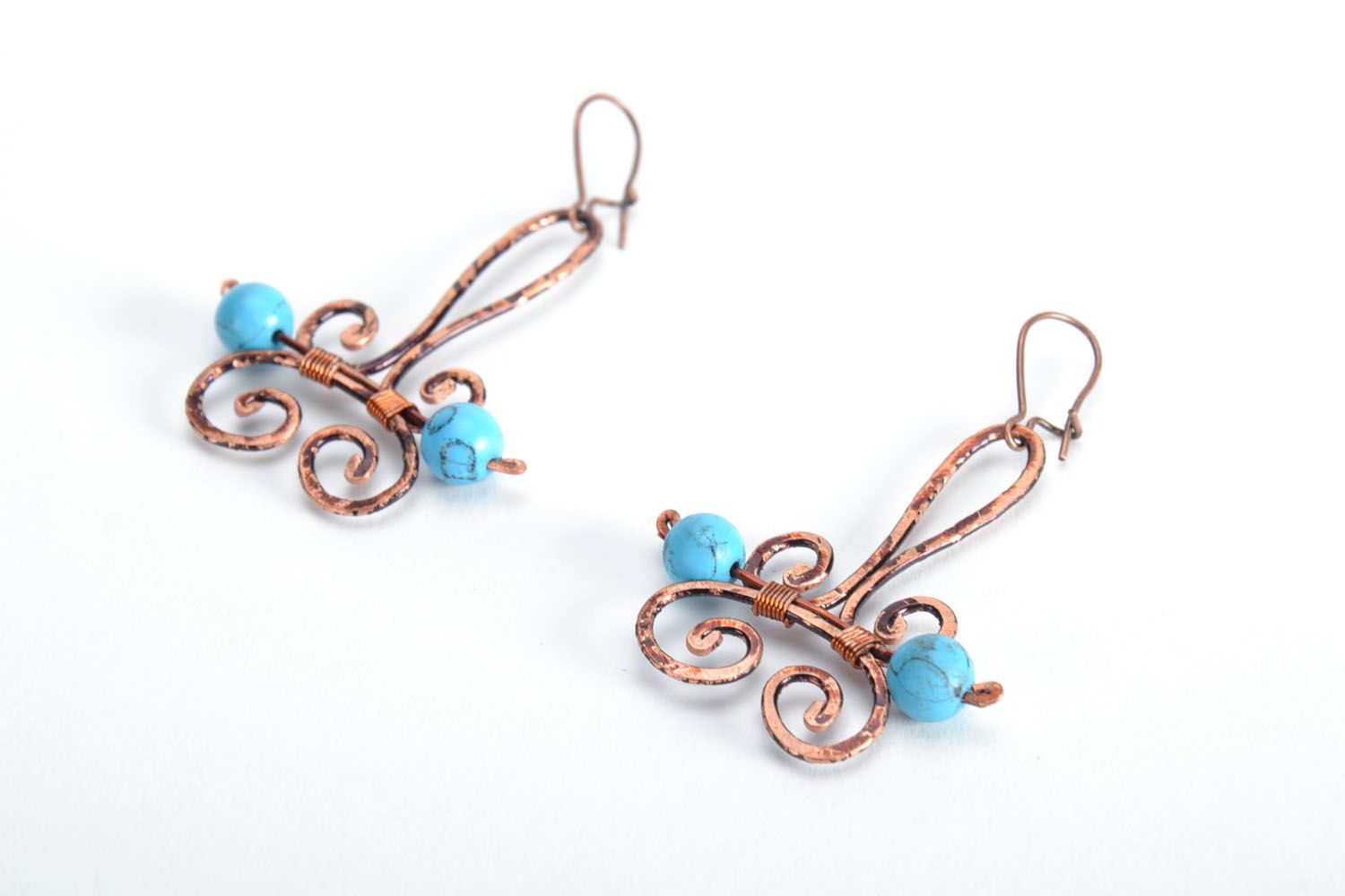 Long copper earrings photo 4