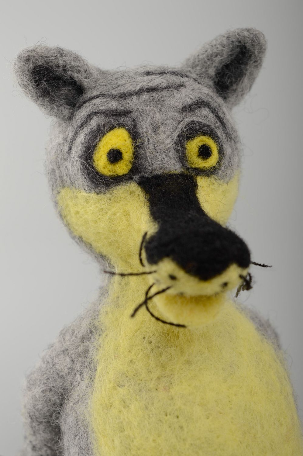 Felted wool toy Wolf on Sledge photo 2
