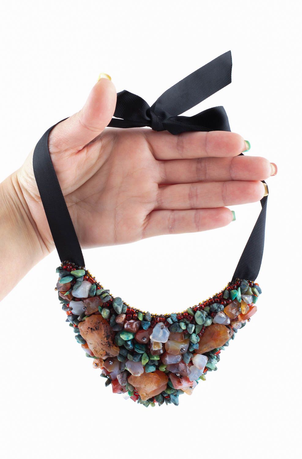 Modeschmuck Halskette handmade Perlen Schmuck Geschenk für Frauen mit Kupfergrün foto 5