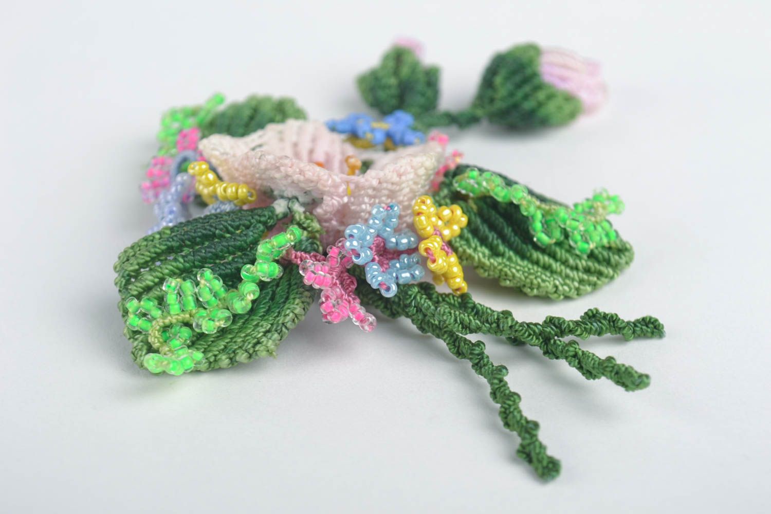 Fleurs textiles faites main Fourniture bijoux macramé Loisirs créatifs photo 4