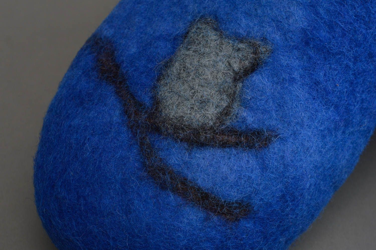 Pantoufles faites main bleues en laine feutrée pour femme chaudes Nuit photo 5