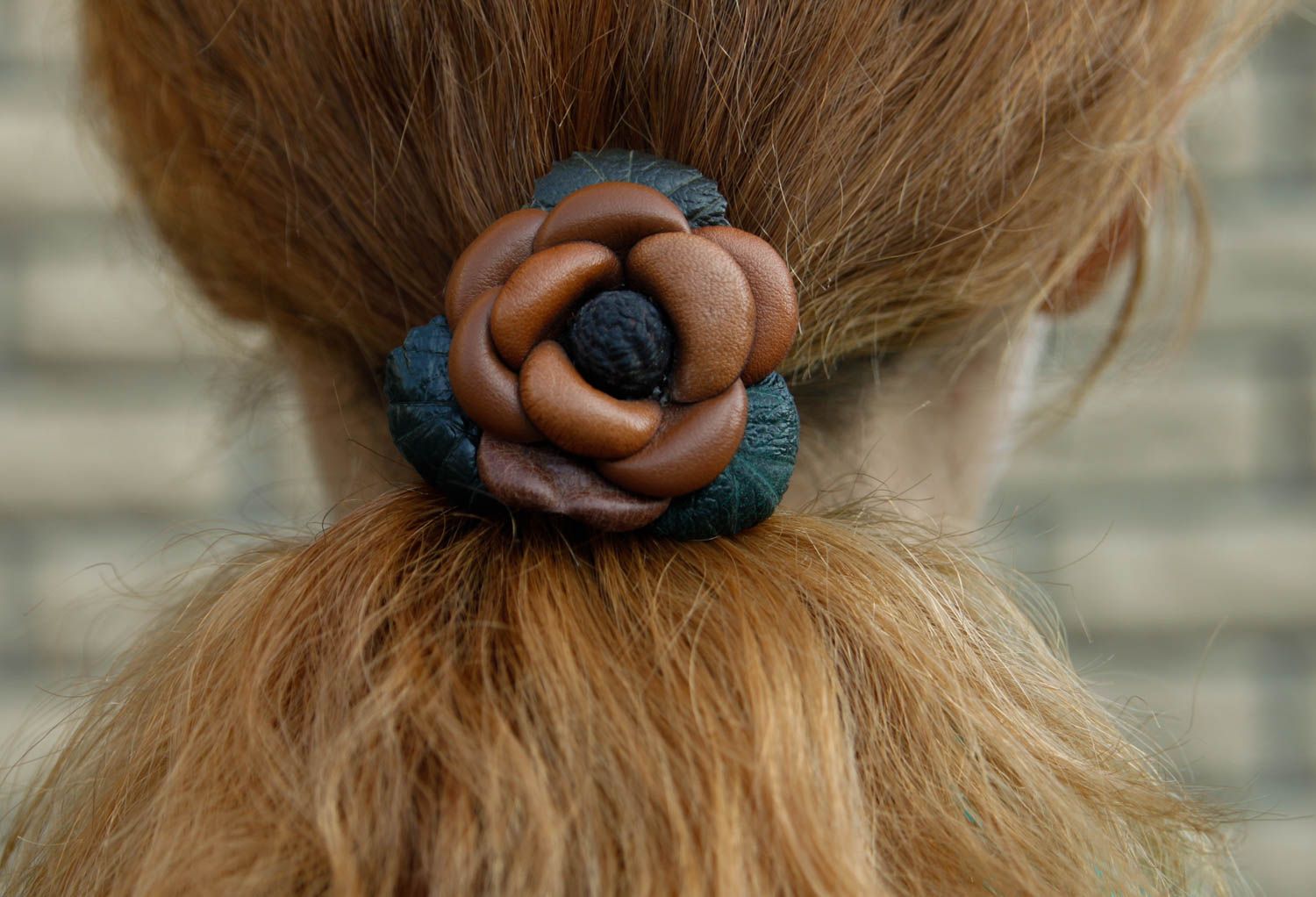 Handmade hair tie flower hair leather goods designer accessories gifts for girls photo 2