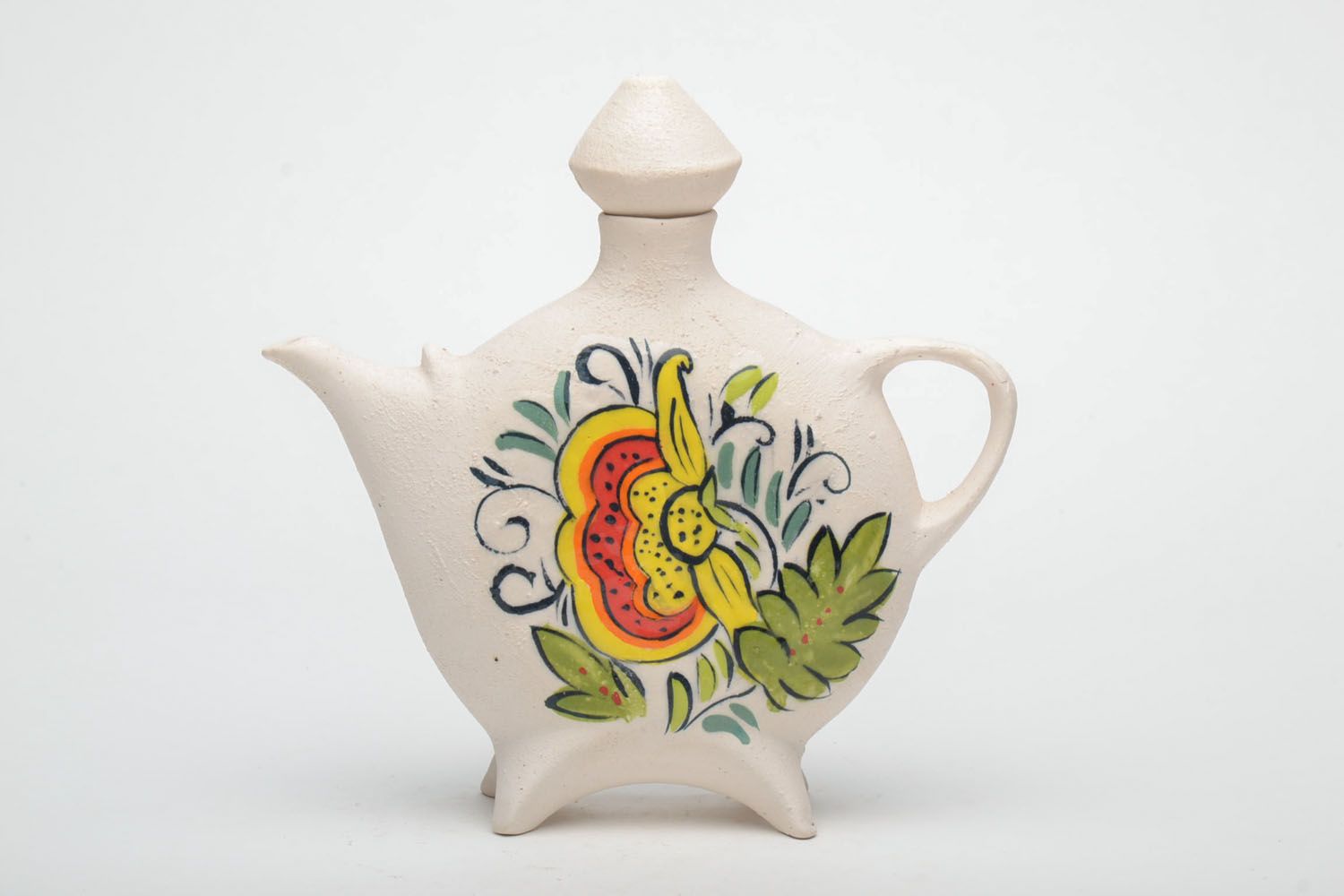 Handmade white ceramic teapot photo 2