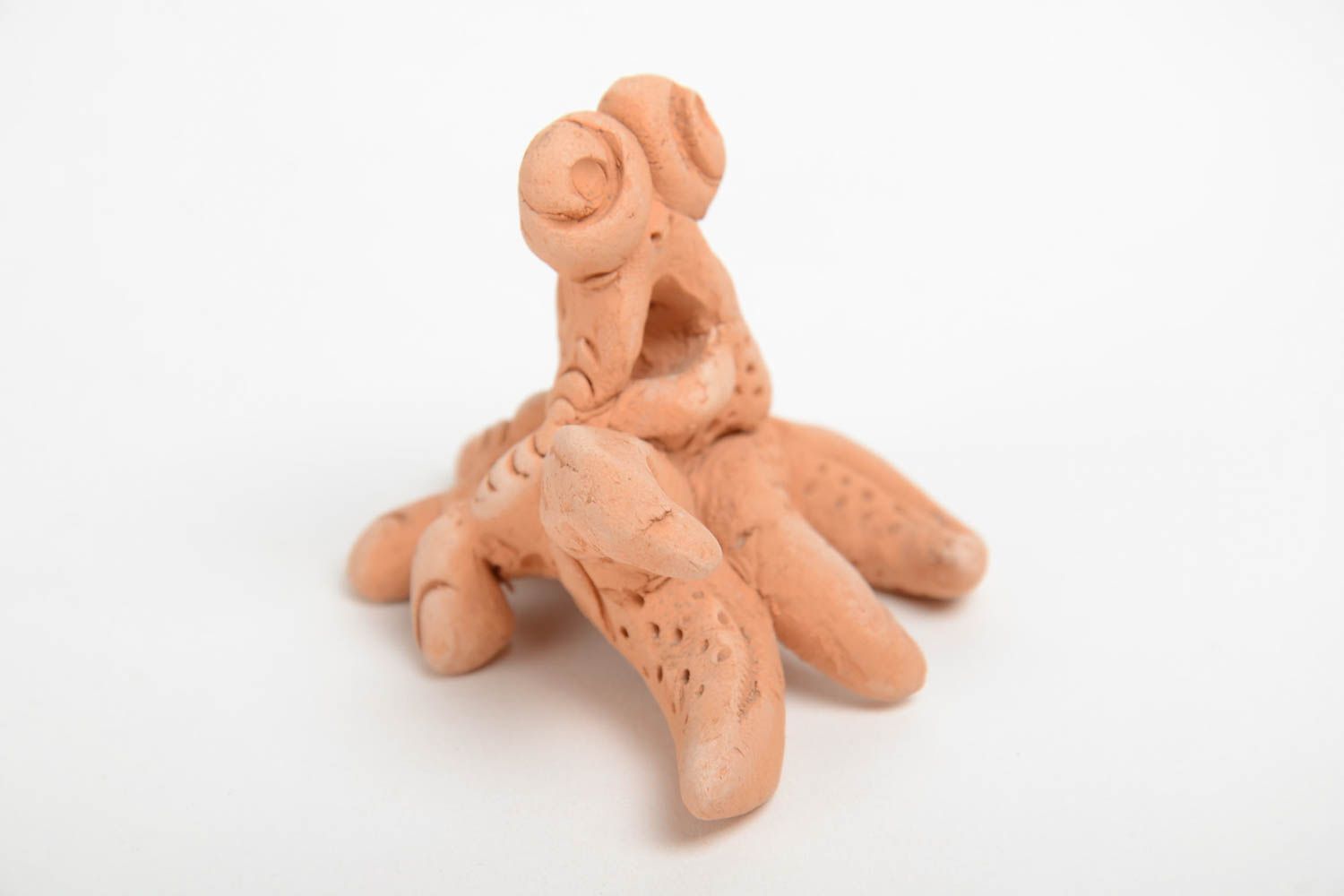 Figurine crabe céramique modelée faite main décorative originale marron photo 4