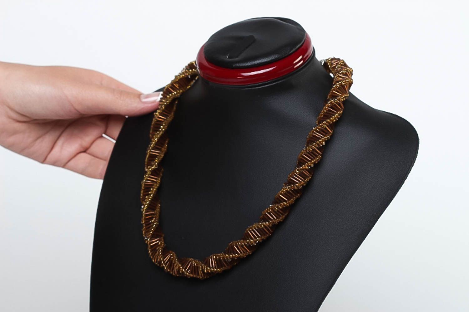 Halskette aus Rocailles handgemacht Collier aus Glasperlen Designer Schmuck foto 5