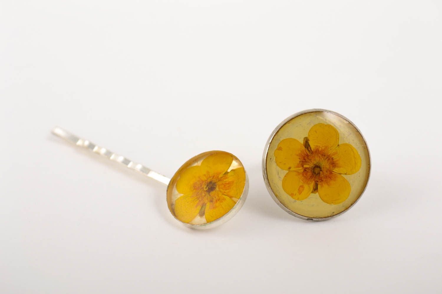 Handmade botanical hairpin bobby pin epoxy ring design accessories for girls photo 3