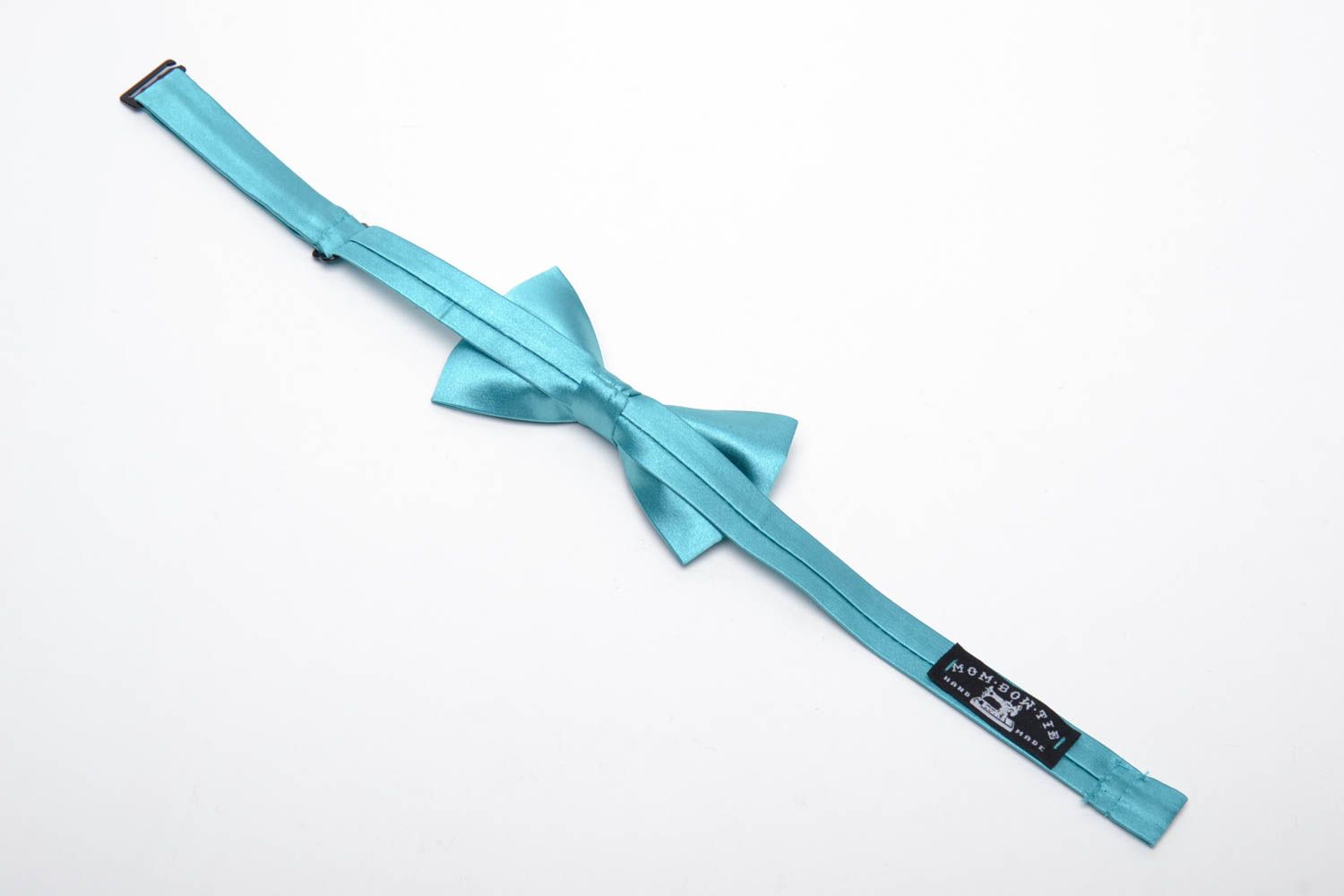 Turquoise fabric bow tie photo 4