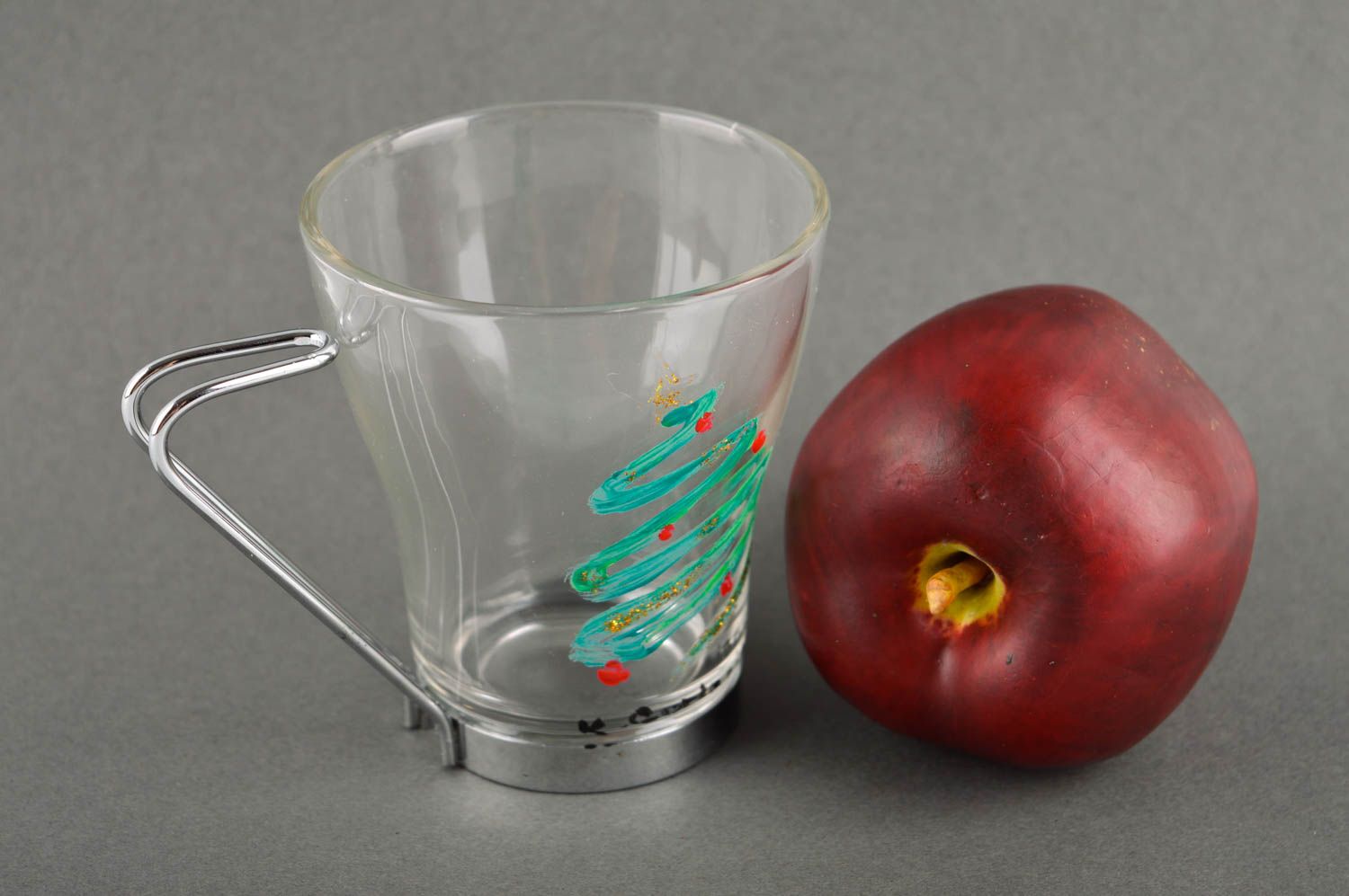 Кружка для чая стеклянная чашка ручной работы чайная чашка с росписью подарок фото 5