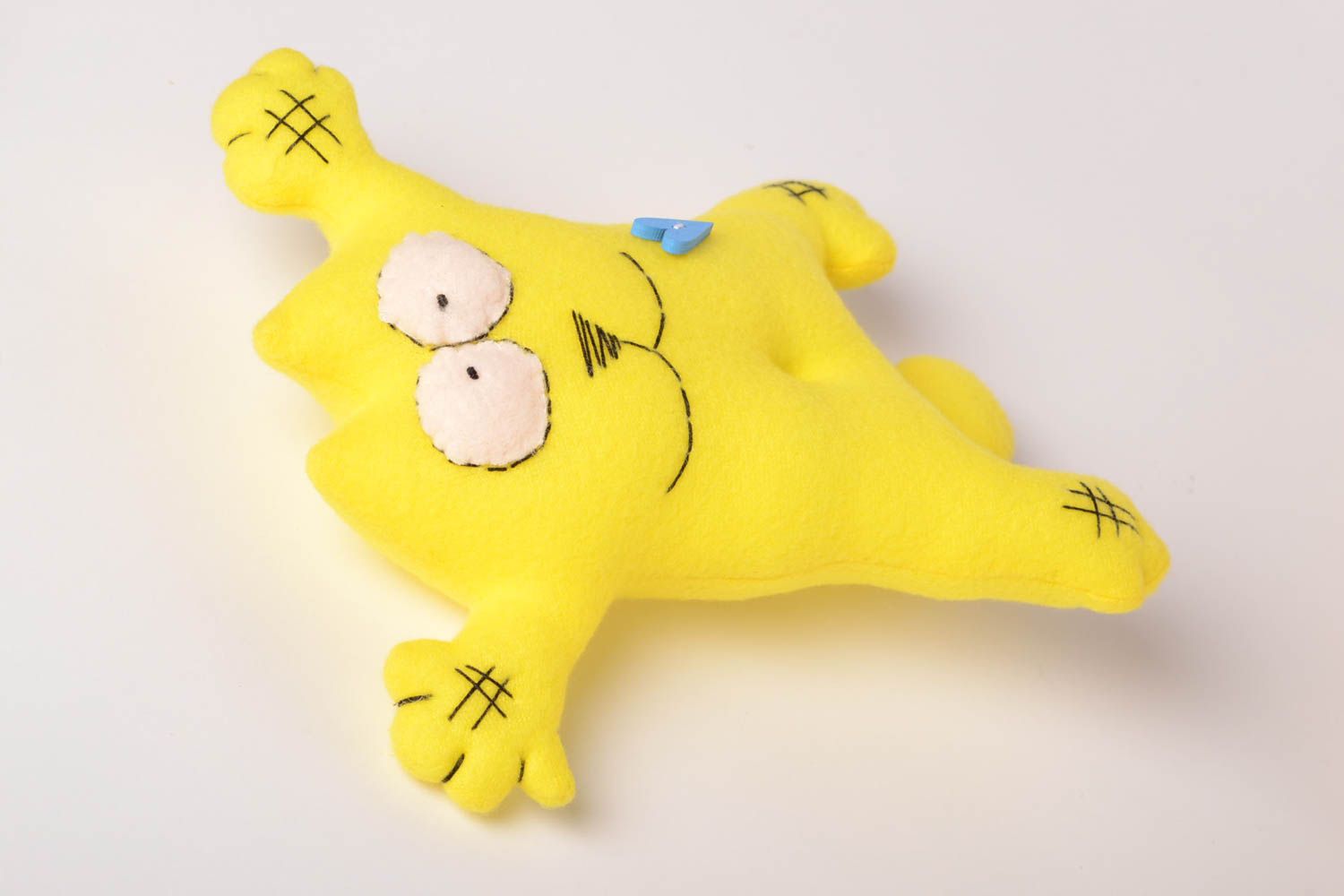 Peluche chat jaune faite main Jouet enfant Cadeau original tissu polaire photo 3