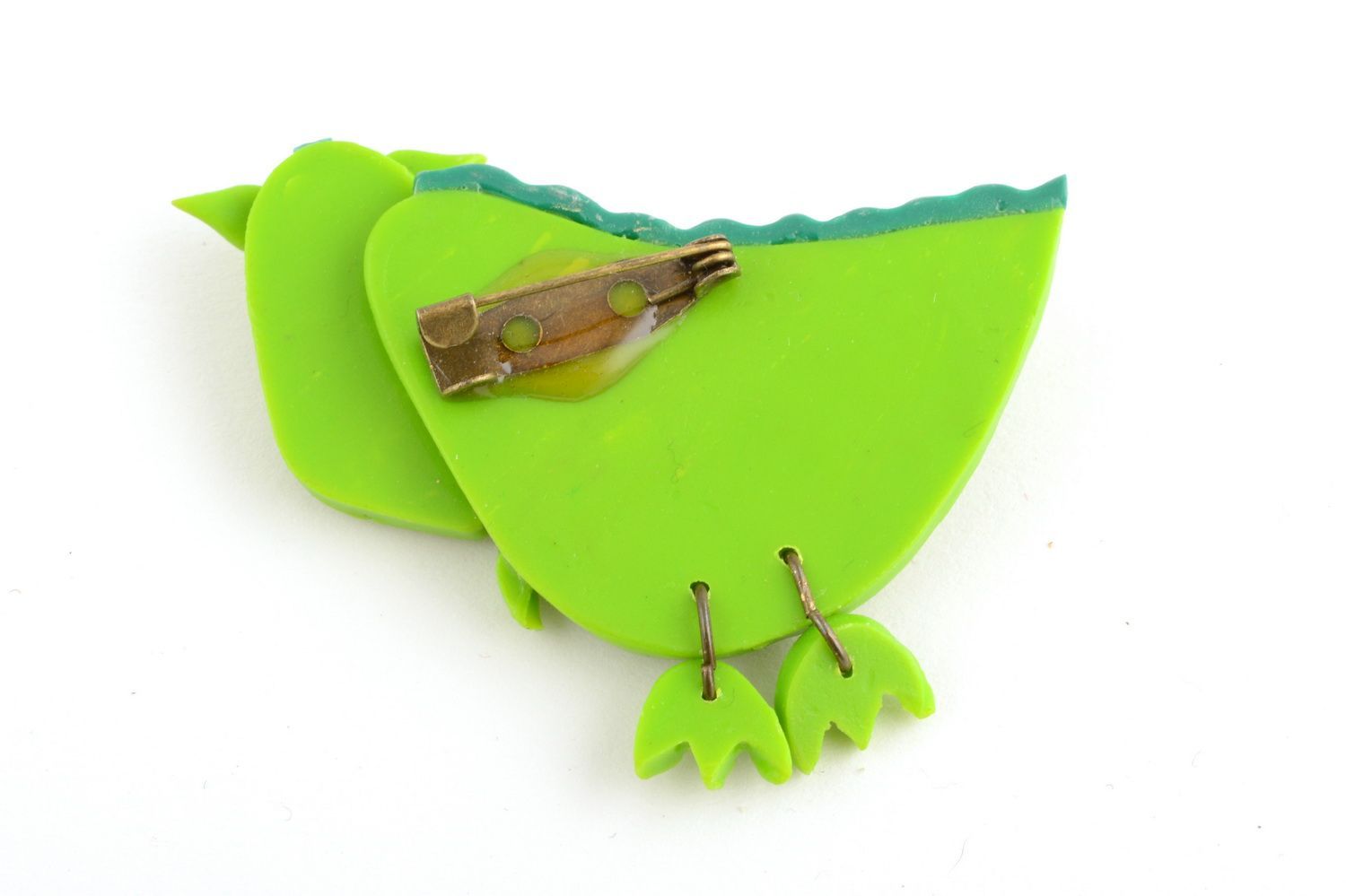 Broche en argile polymère dragon vert faite main pour enfants et adultes photo 3