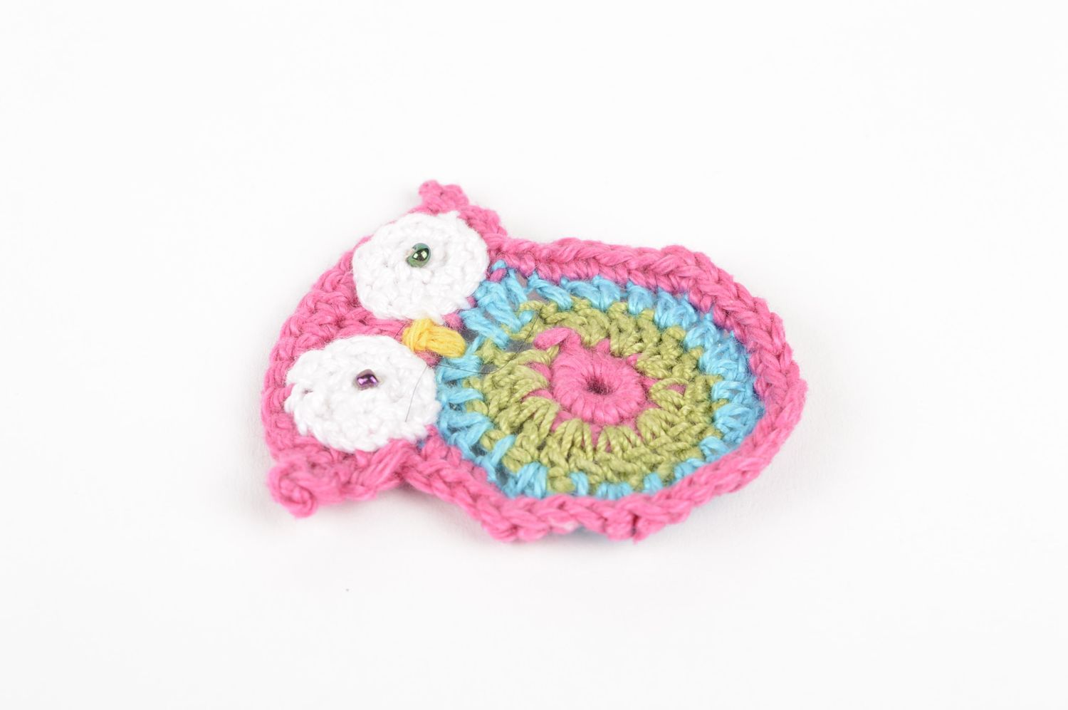 Handmade crocheted owl designer jewelry fittings textile blank for brooch photo 2