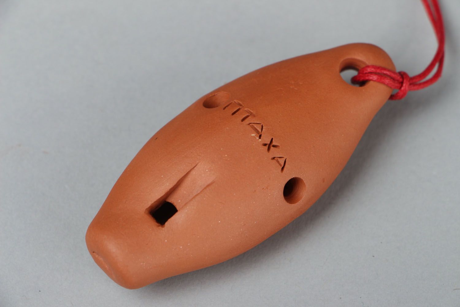 Clay whistle with ornament photo 3