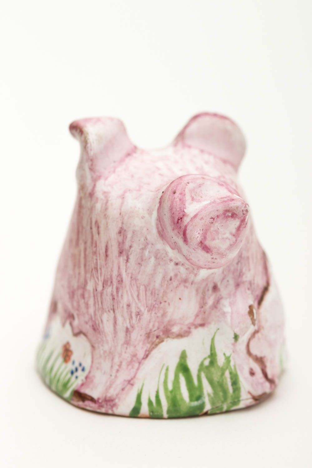 Handmade Deko Keramik Figur kleiner Fingerhut Nähen Zubehör Schwein hübsch foto 3