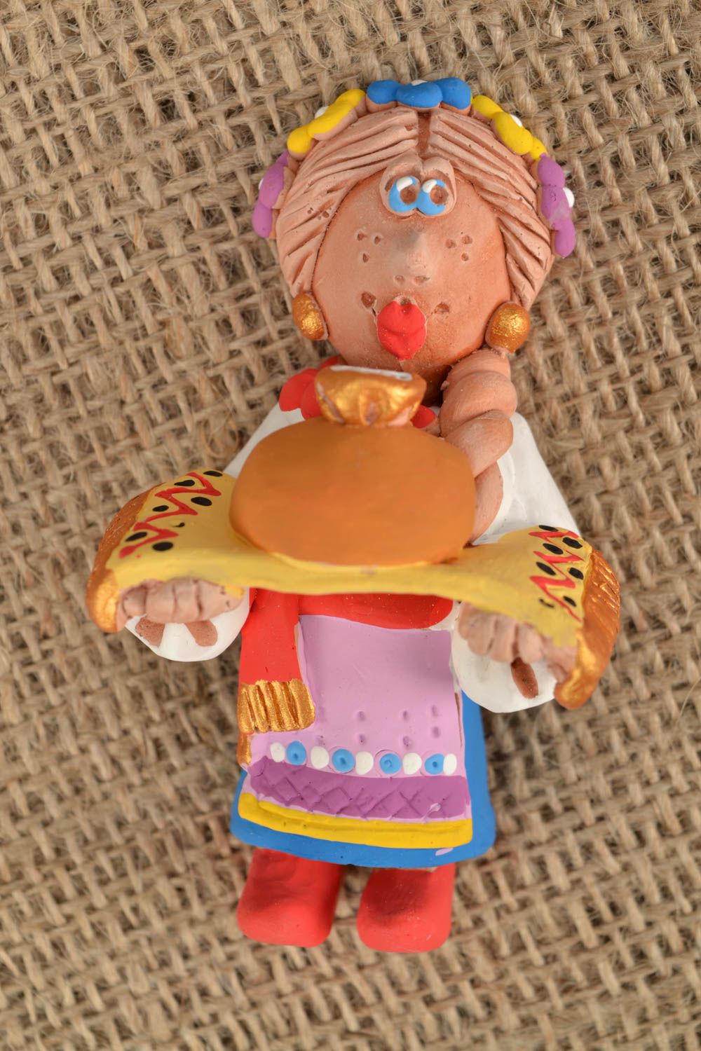 Ceramic fridge magnet Cossack Woman with a Round Loaf photo 1