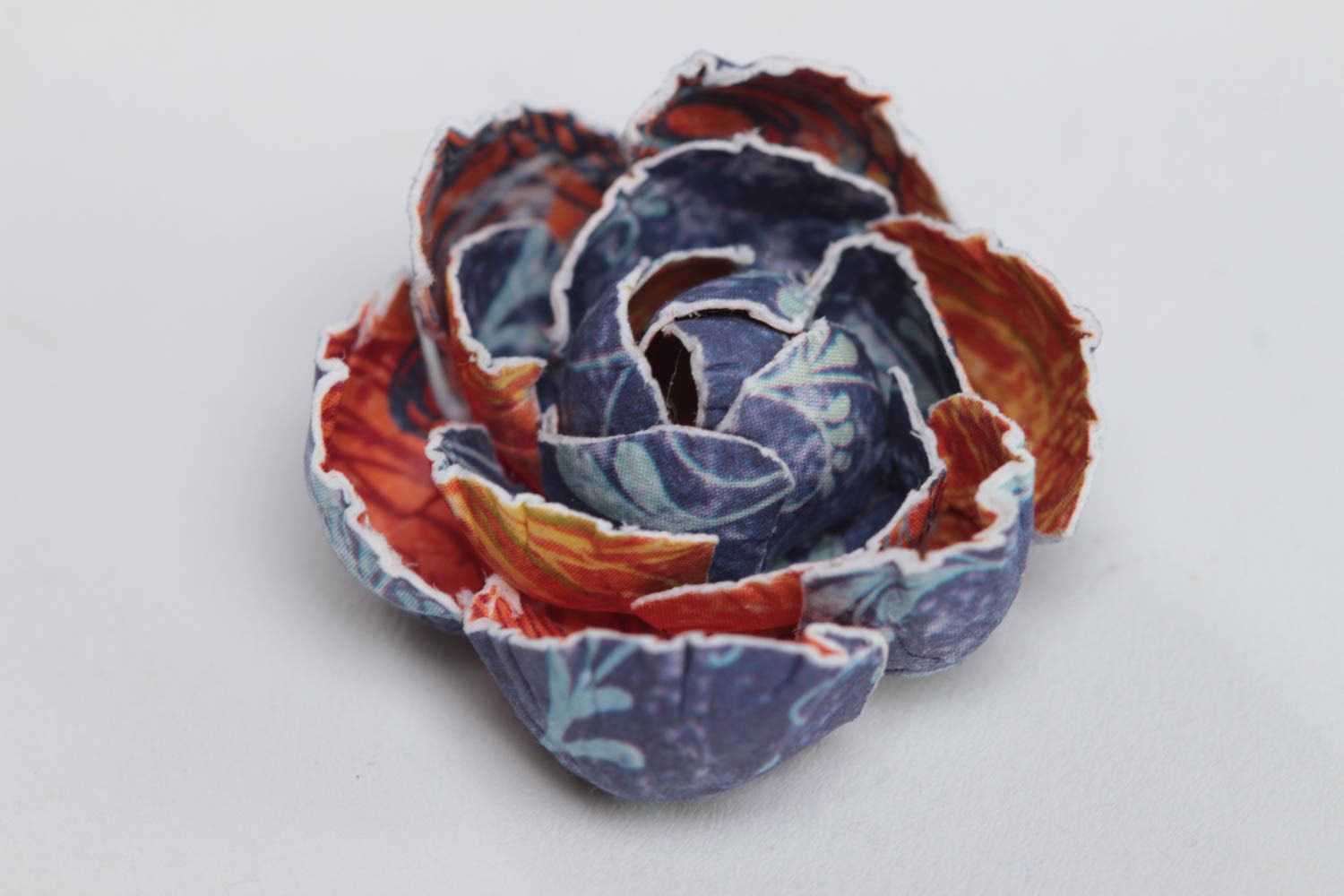 Handmade volume blue small paper flower for scrapbooking painted with watercolor photo 2