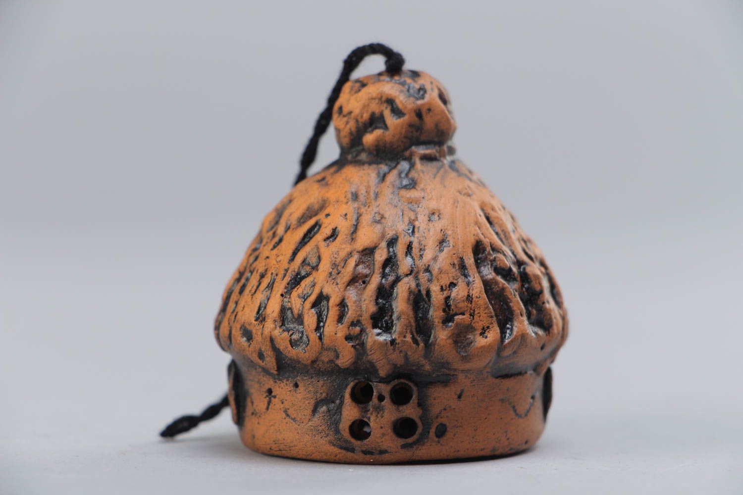 Handmade designer ceramic bell with painting for home interior decor photo 2