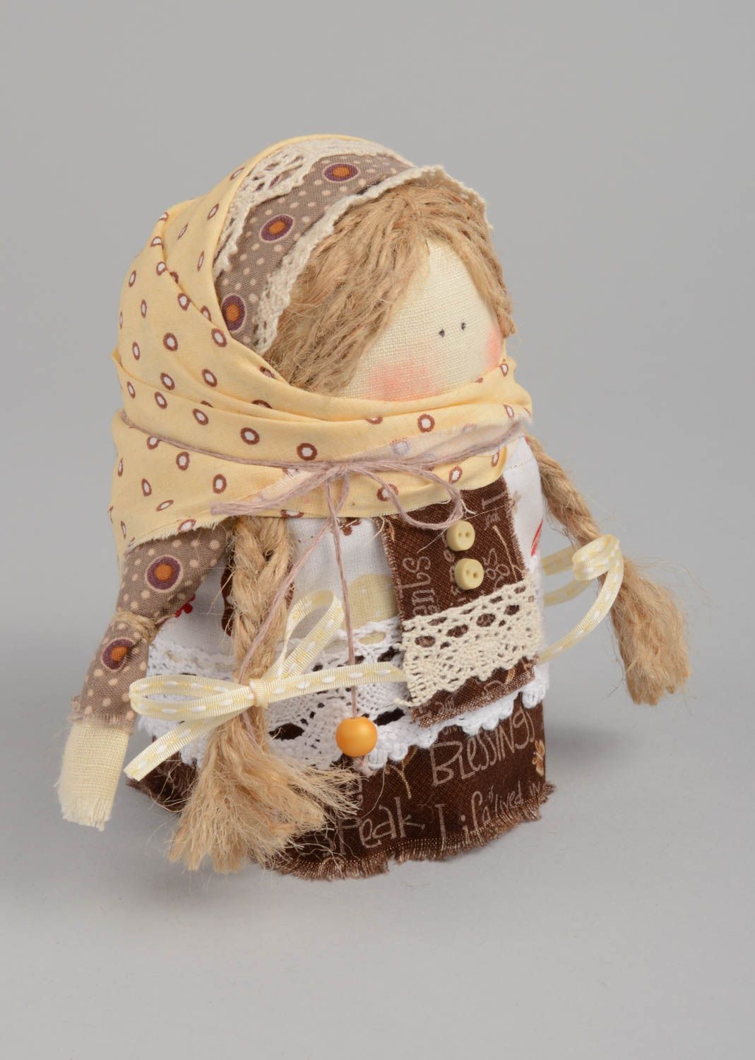 Handmade decorative small fabric rag doll ethnic home protective amulet photo 3