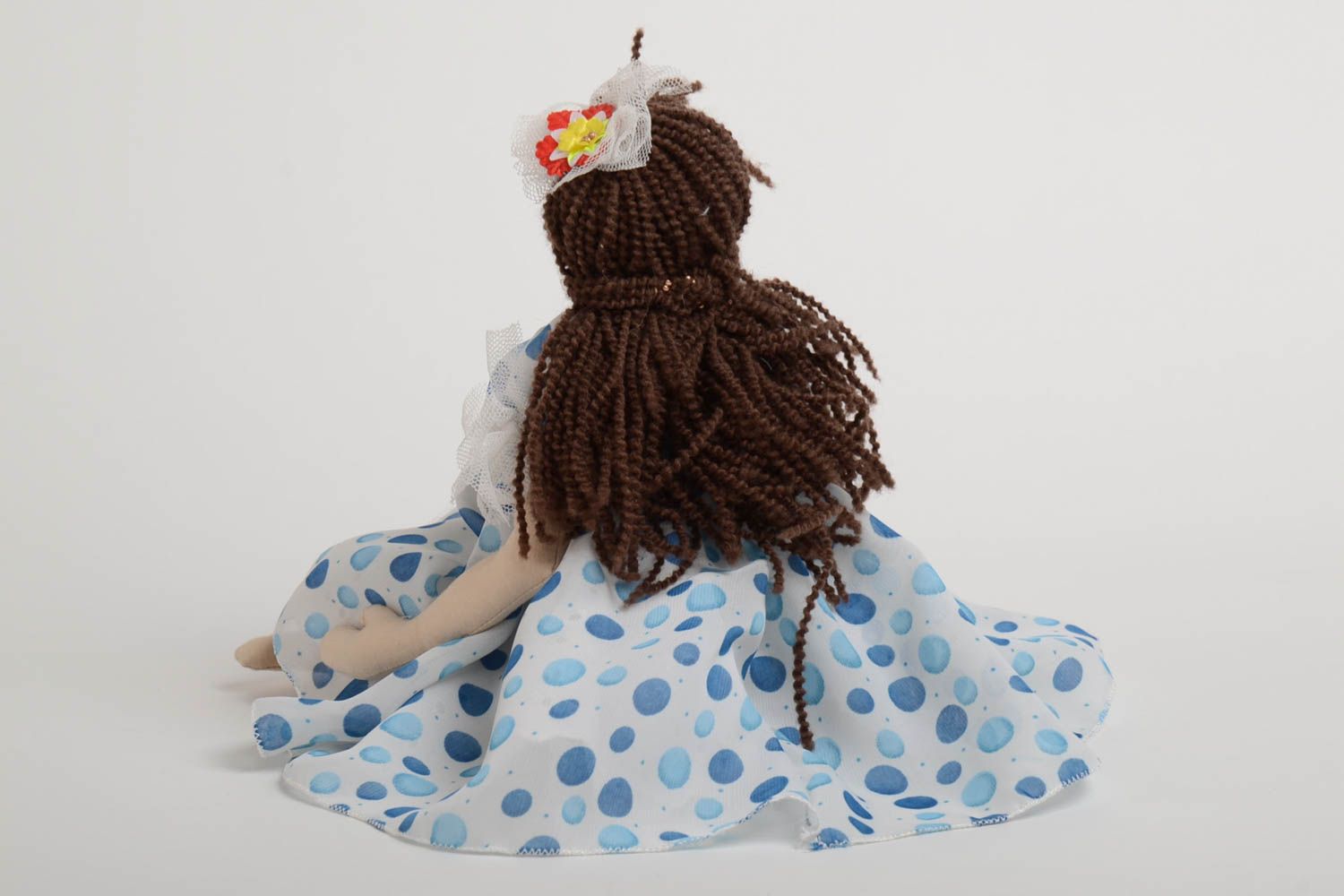 Handmade beautiful designer's fabric doll made of natural materials  photo 4