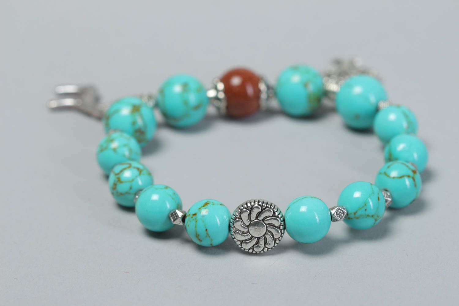 Handmade bracelet with charms accessory with natural stones beaded jewelry photo 4
