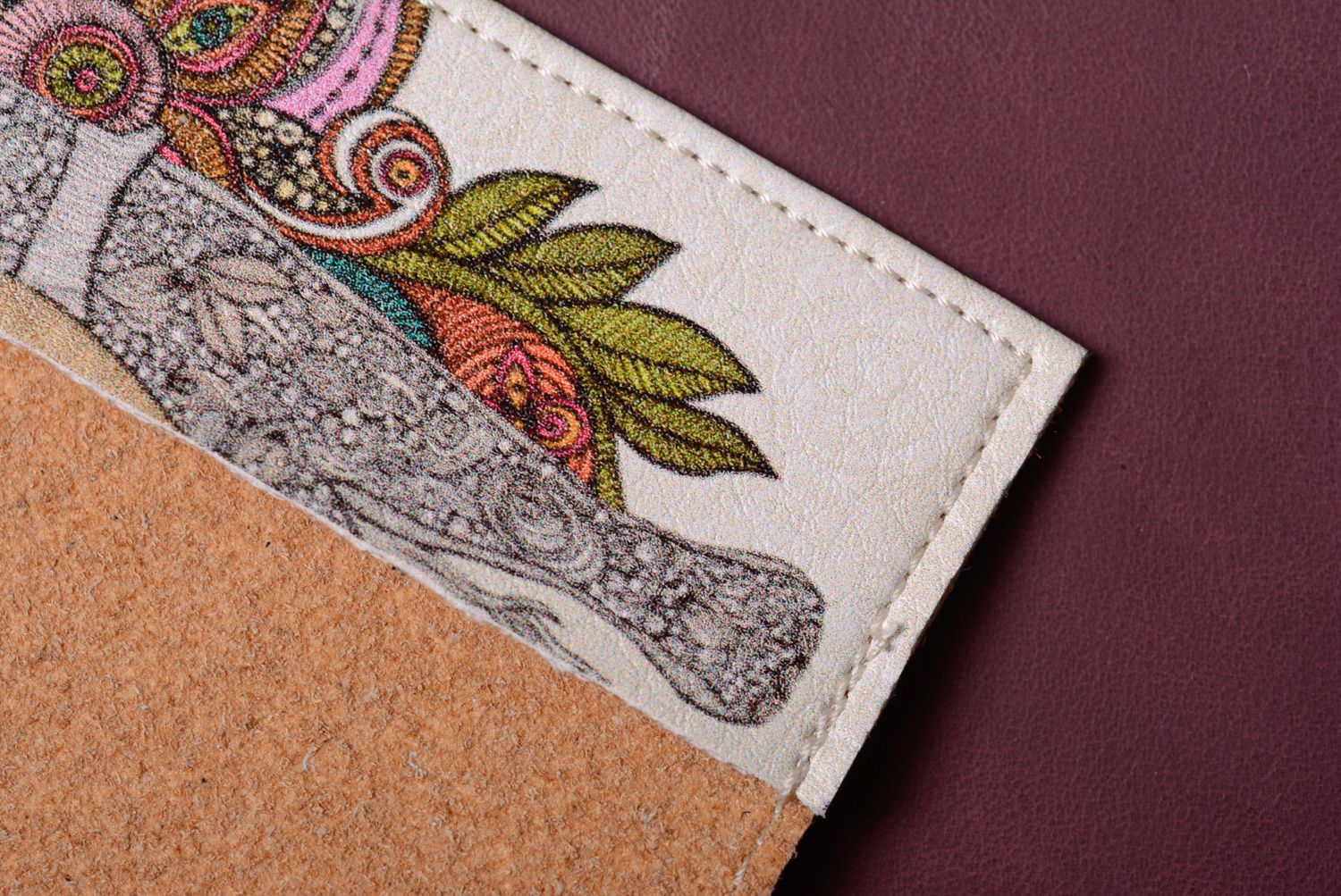 Protège-passeport en cuir original avec imprimé accessoire fait main Éléphant photo 5