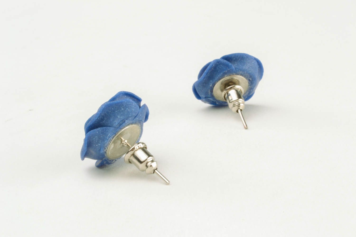 Polymer clay earrings Blue Roses photo 4