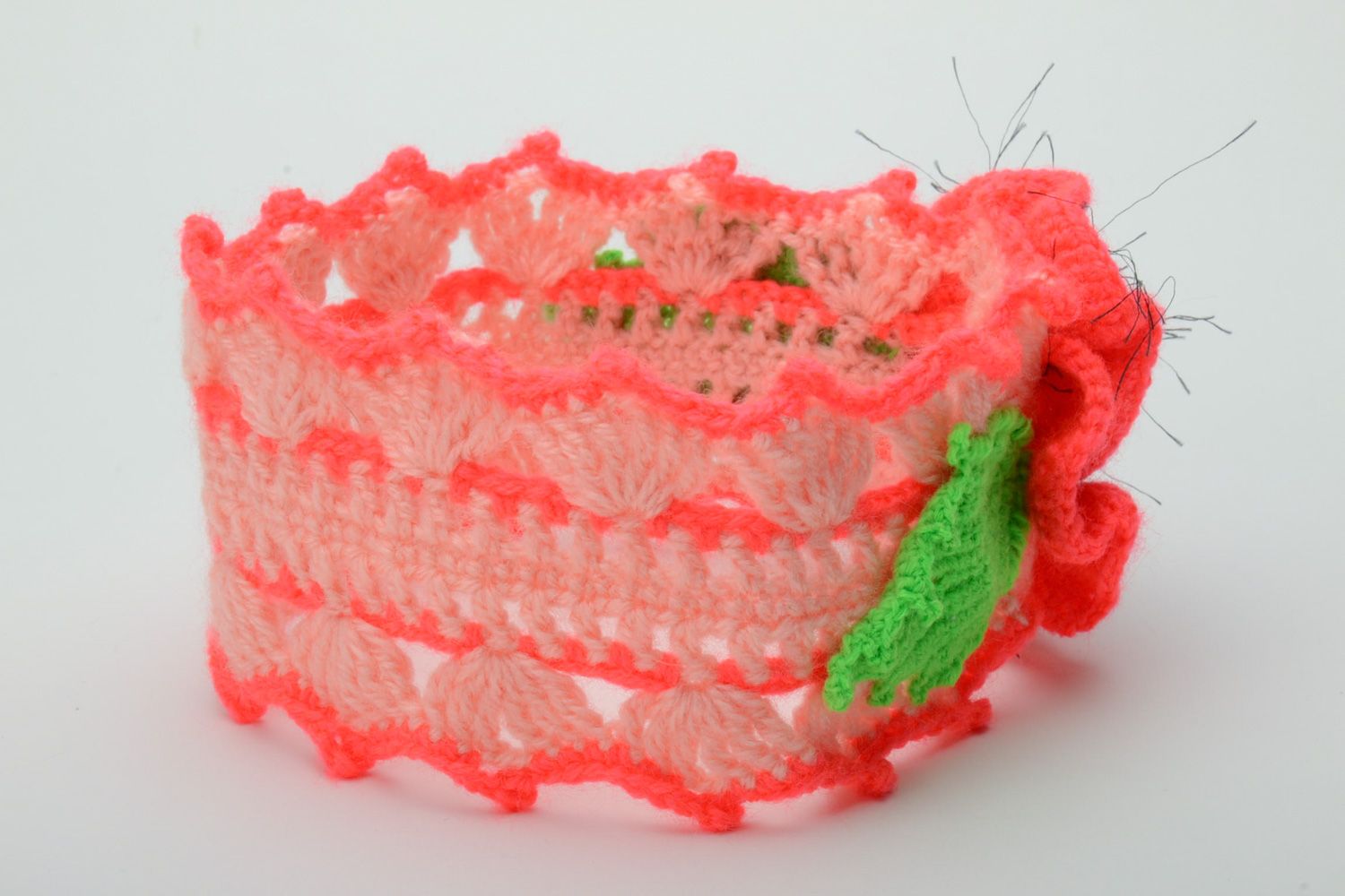 Large bandeau tricoté au crochet avec fleur de pavot rouge fait main pour femme photo 4