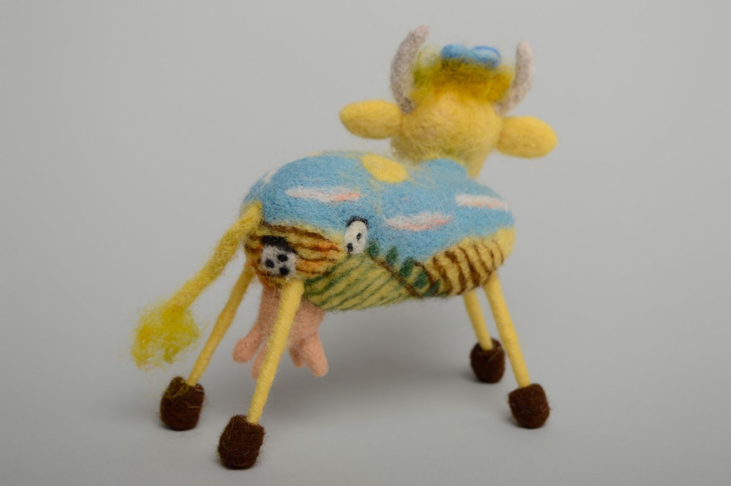 Felted wool toy Cow photo 3