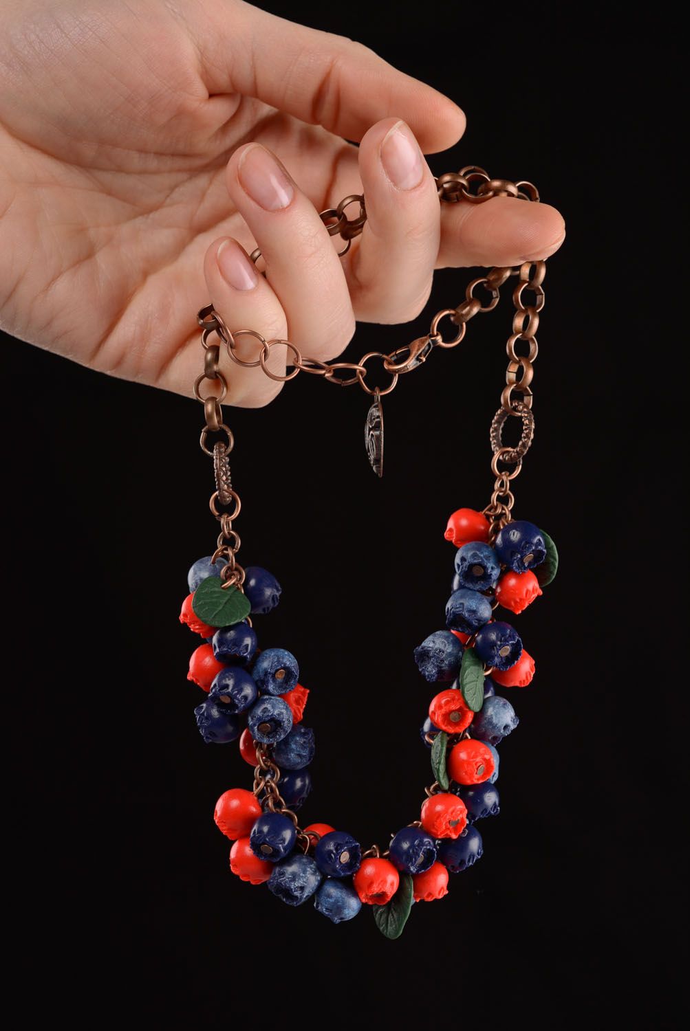 Homemade polymer clay necklace Forest Berries photo 5
