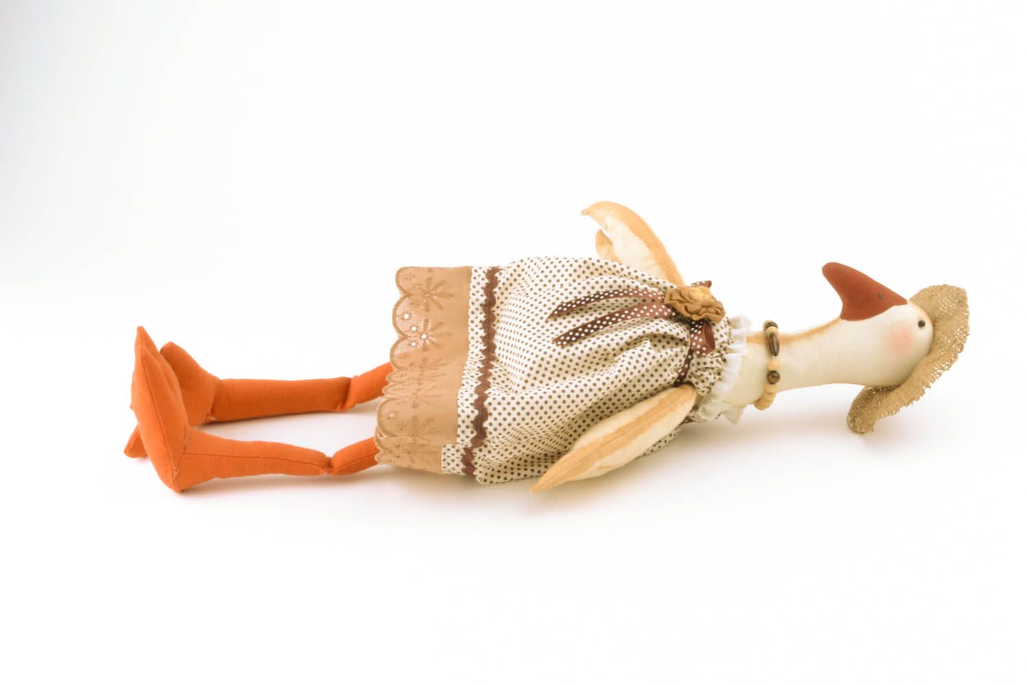 Brinquedo macio artesanal de tecidos naturais Ganso com chapéu foto 4