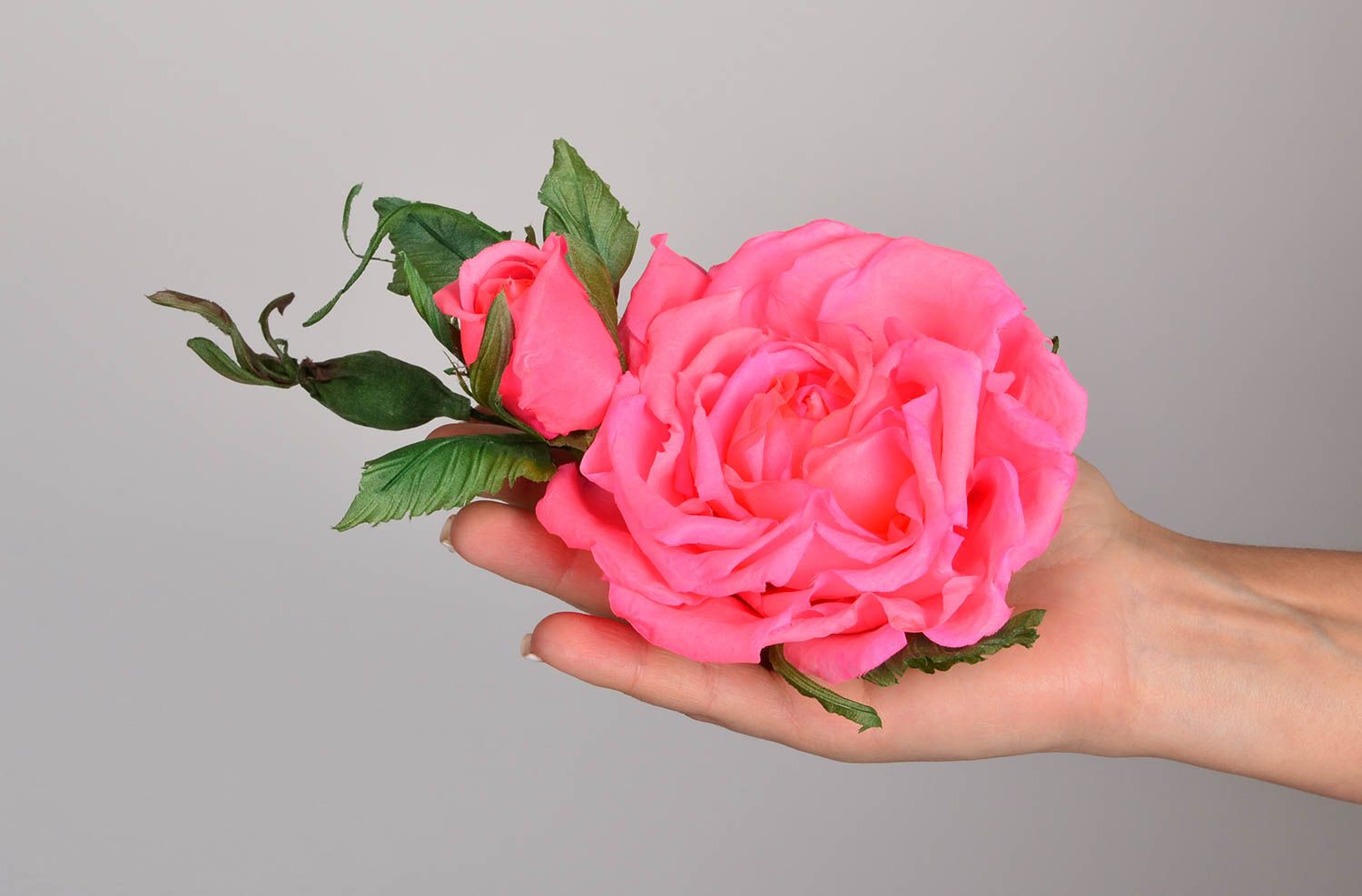 Брошь из шелка хэнд мэйд брошь-заколка розовая роза авторская бижутерия фото 5