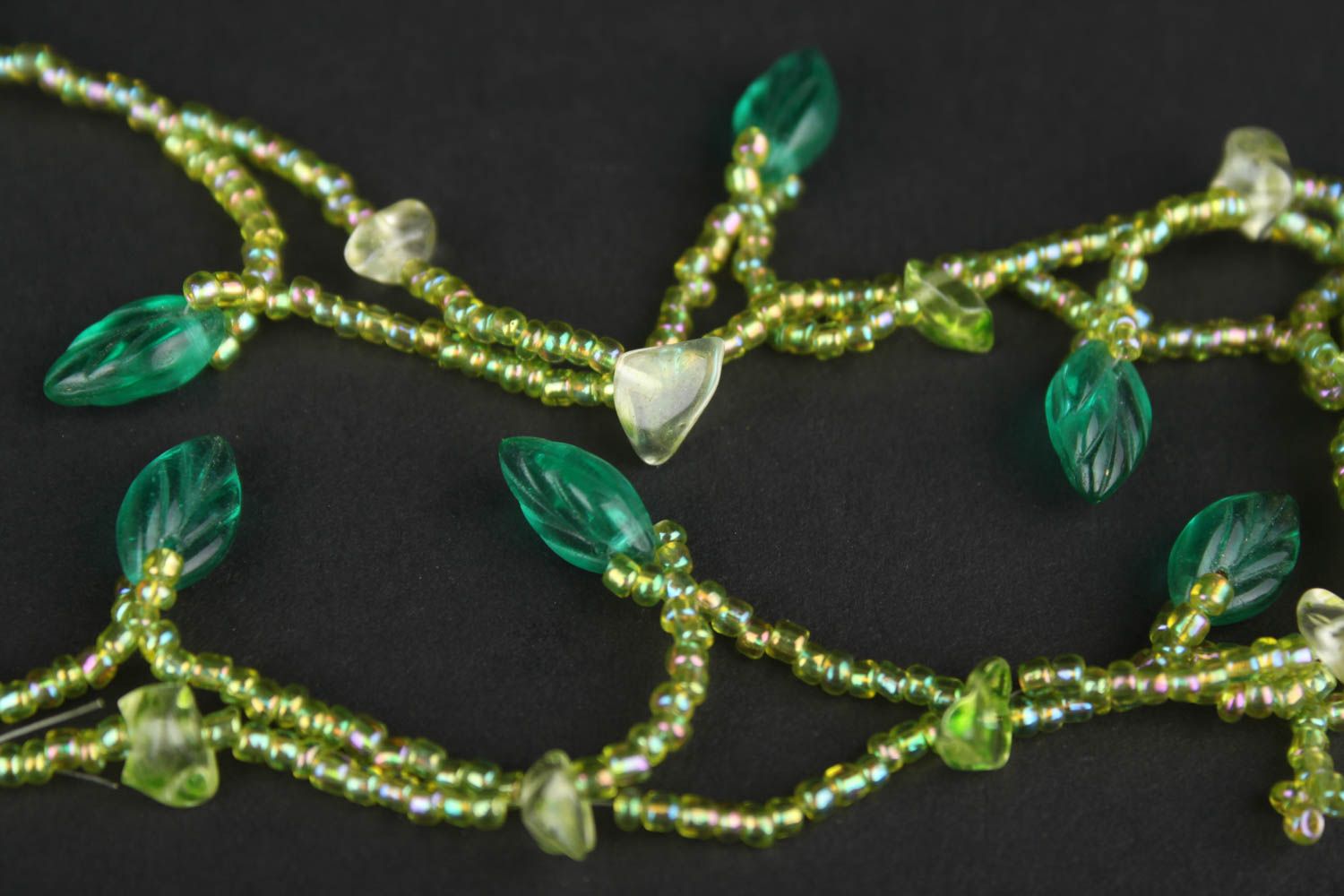 Handmade elegant necklace stylish beaded necklace unusual green necklace photo 4