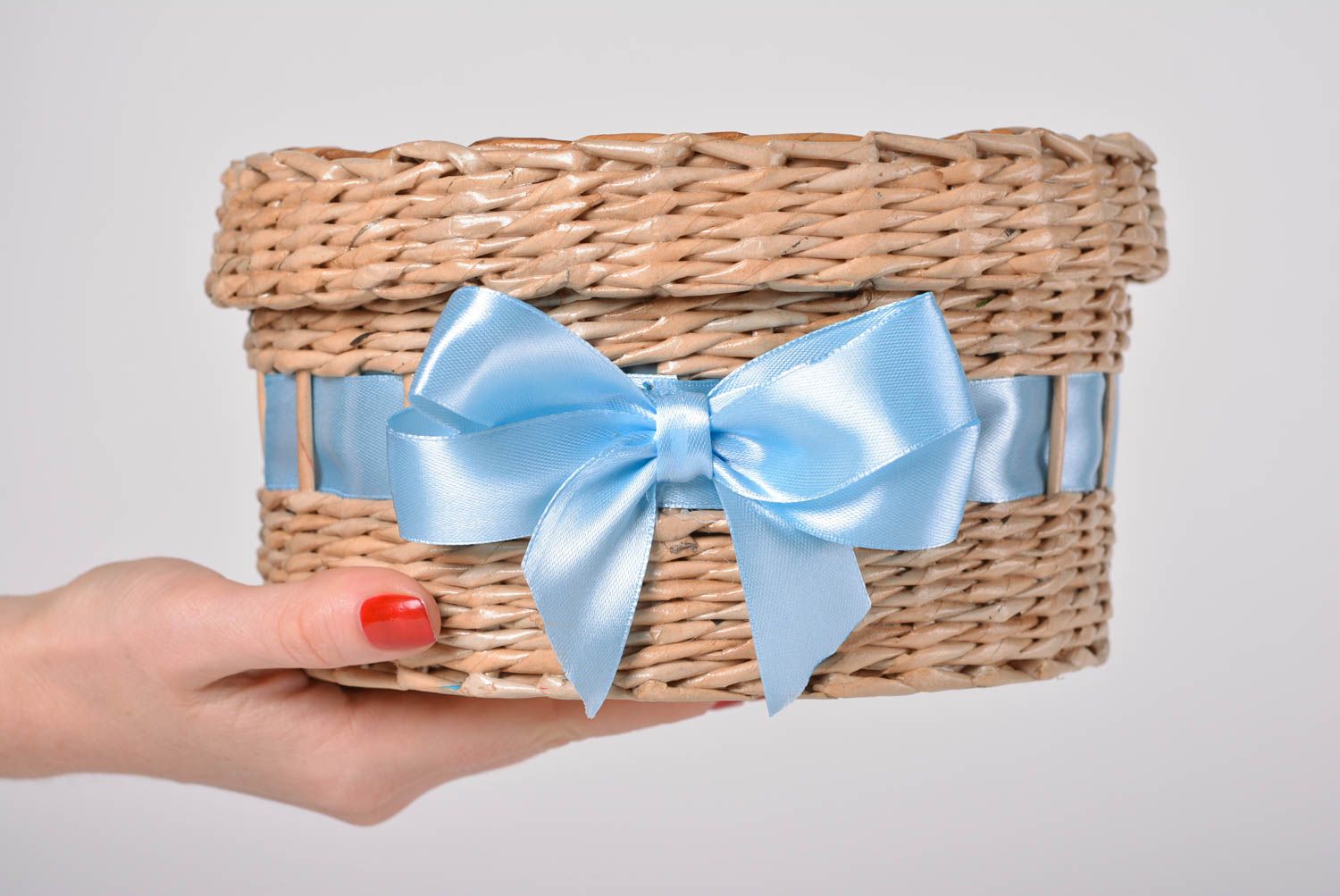 Unusual handmade paper basket woven newspaper basket home design gift ideas  photo 5