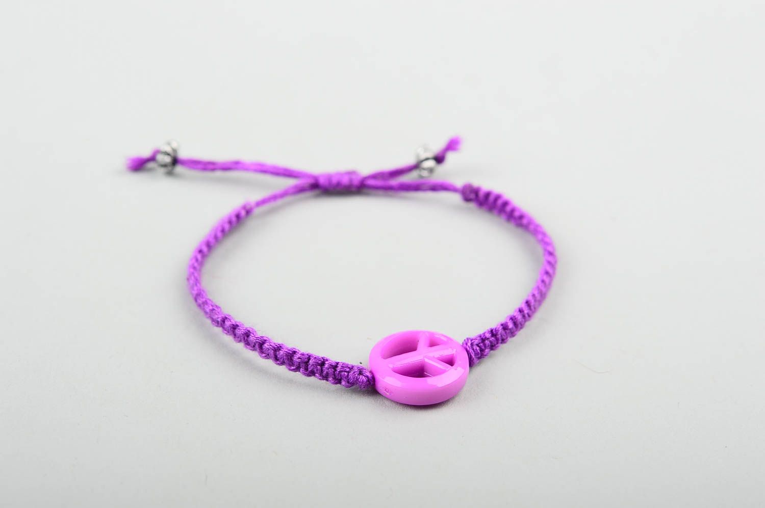 Handmade designer bright bracelet unusual textile bracelet lilac bracelet photo 3