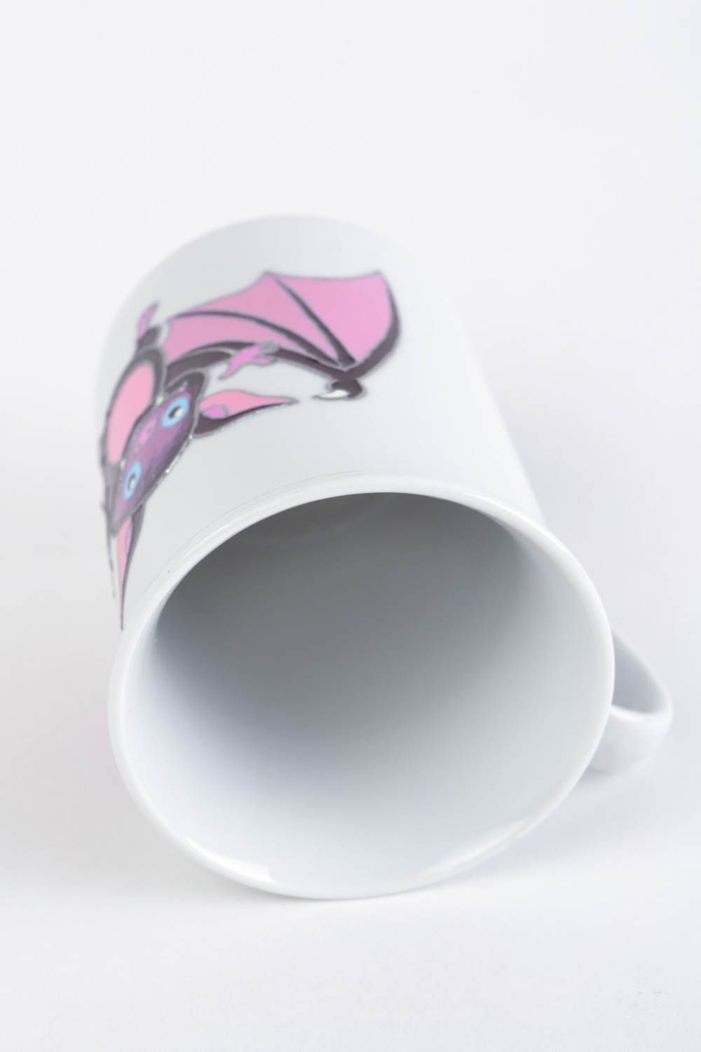 Taza cerámica artesanal pintada a mano con tintes acrílicos con murciélago 300 ml  foto 5