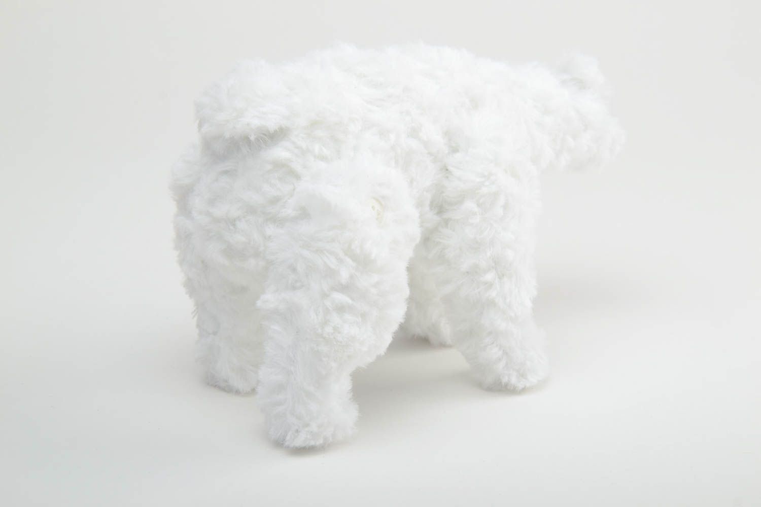 Handmade soft artificial fur toy small white bear interior decorative element photo 3