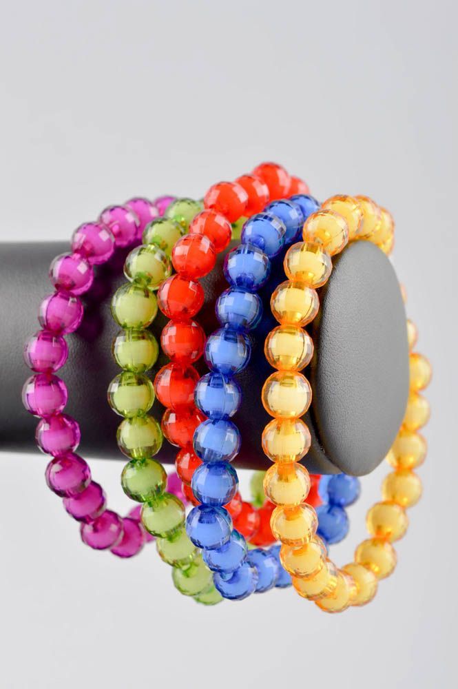 Bracelet plastique Bijou fait main multirang multicolore Cadeau pour femme photo 2
